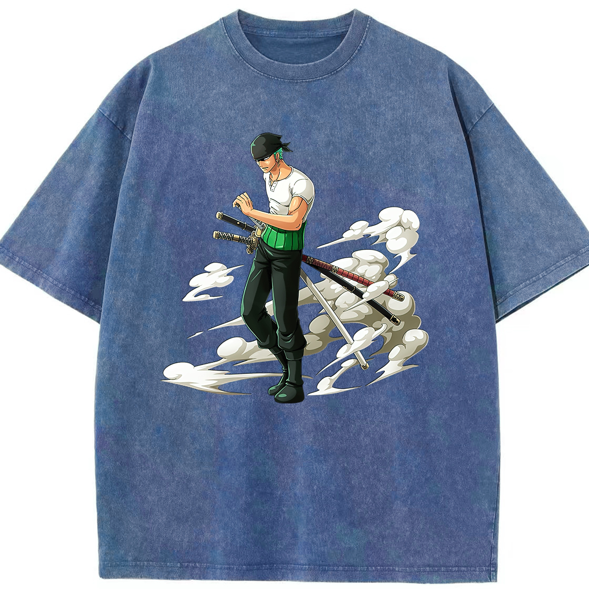 ワンピース ロロノア・ゾロ ONE PIECE Roronoa Zoro 綿100% ヴィンテージ風 半袖Tシャツ（フロントプリント）
