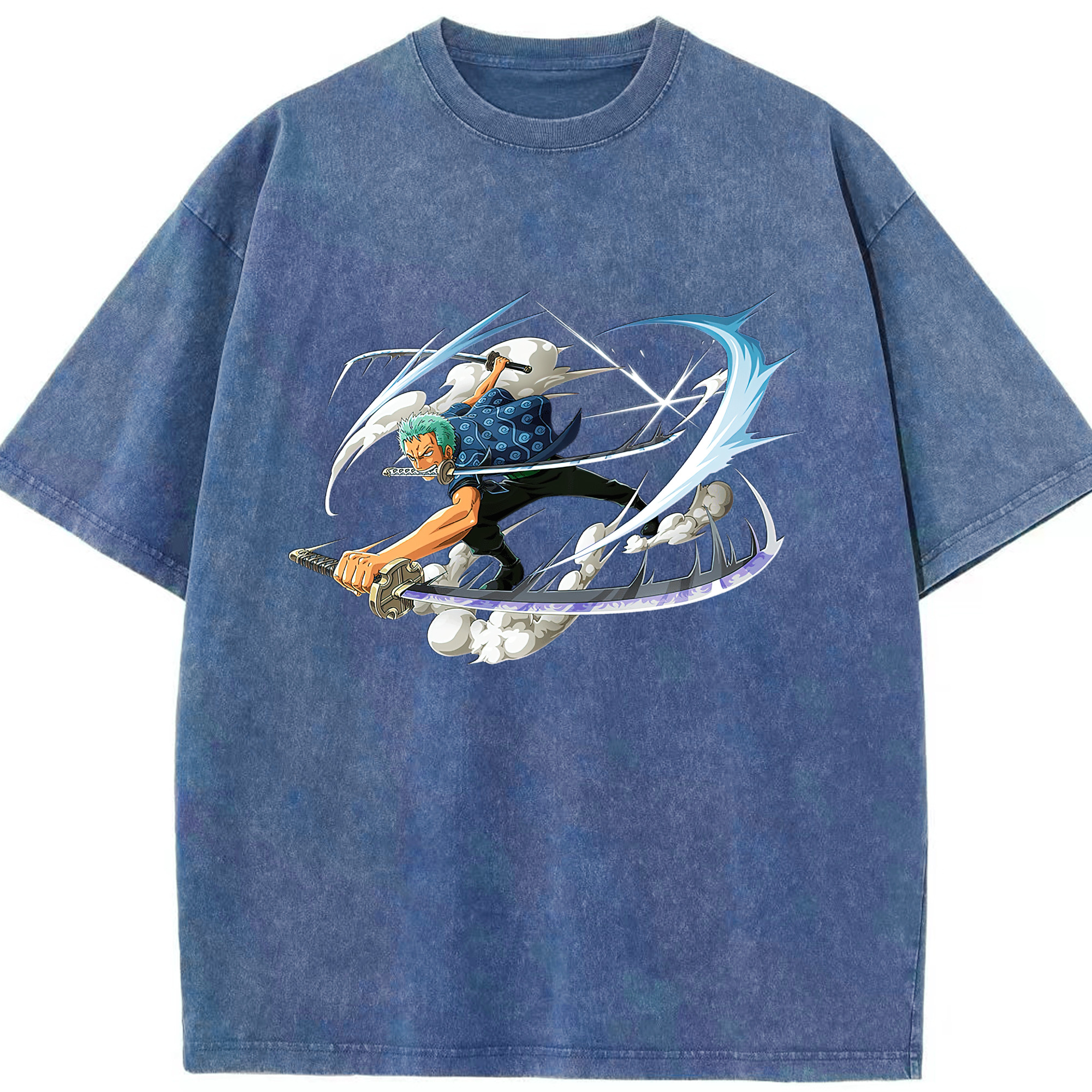 ワンピース ロロノア・ゾロ ONE PIECE Roronoa Zoro 綿100% ヴィンテージ風 半袖Tシャツ（フロントプリント）