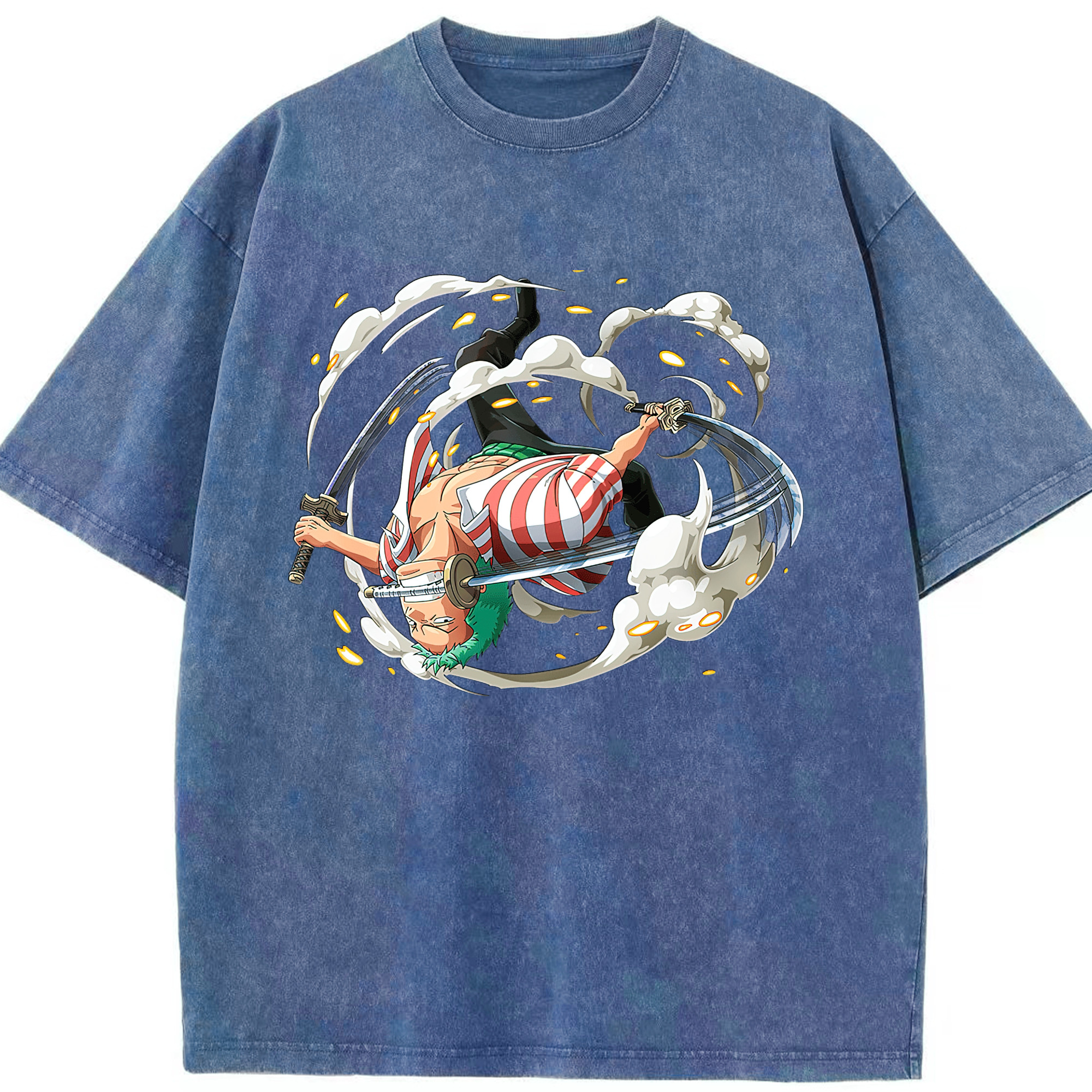 ワンピース ロロノア・ゾロ ONE PIECE Roronoa Zoro 綿100% ヴィンテージ風 半袖Tシャツ（フロントプリント）