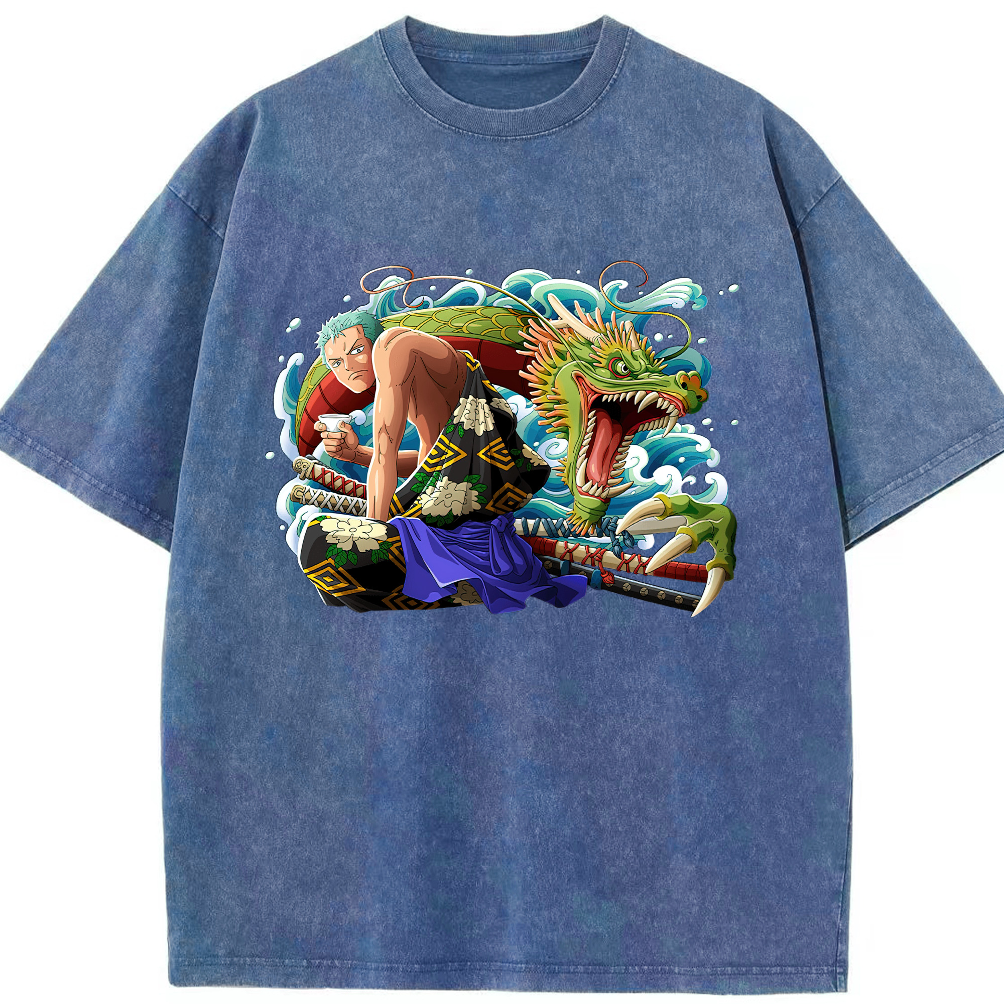 ワンピース ロロノア・ゾロ ONE PIECE Roronoa Zoro 綿100% ヴィンテージ風 半袖Tシャツ（フロントプリント）