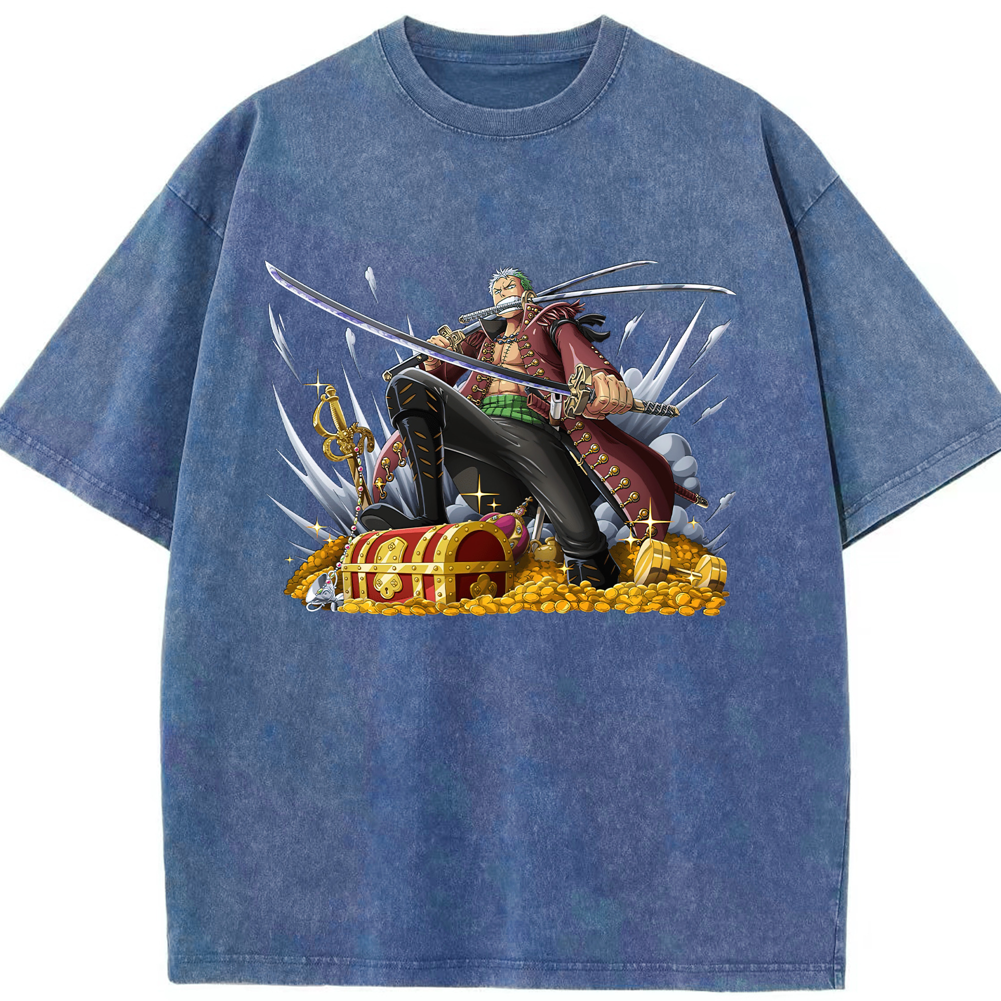 ワンピース ロロノア・ゾロ ONE PIECE Roronoa Zoro 綿100% ヴィンテージ風 半袖Tシャツ（フロントプリント）