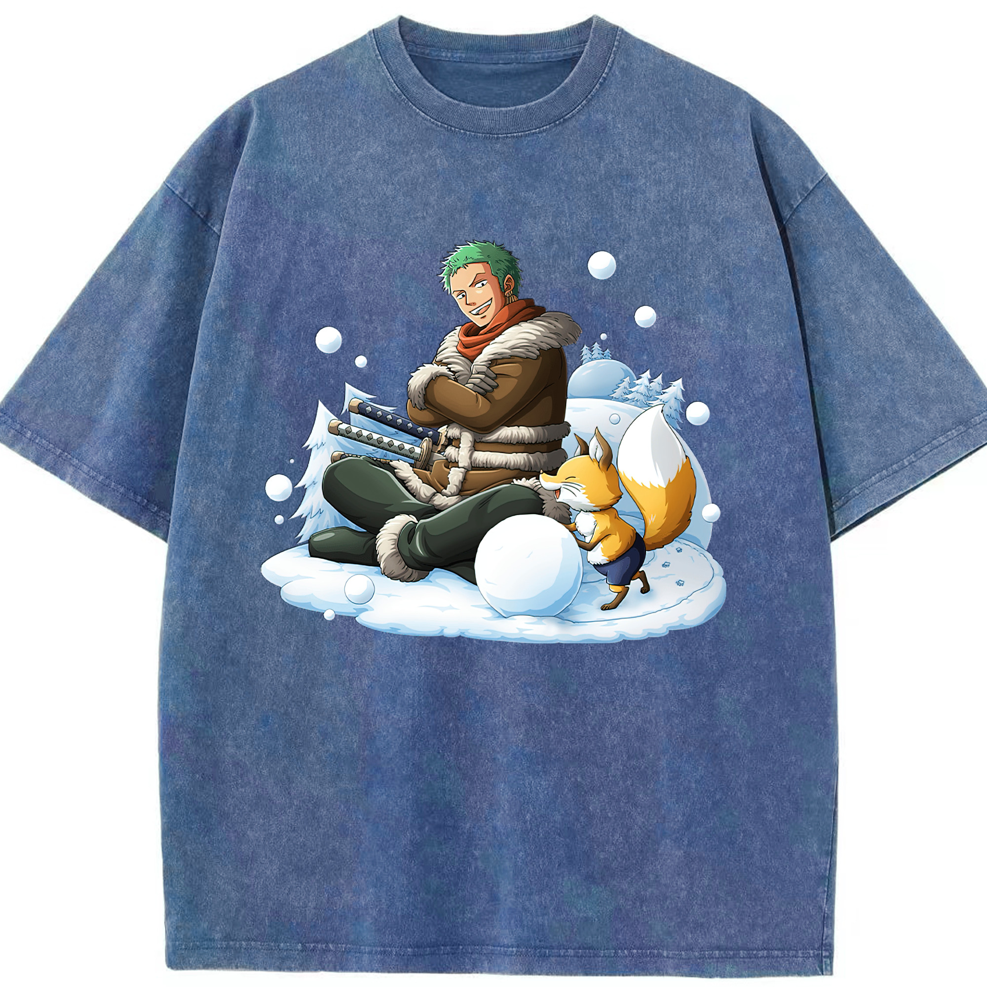ワンピース ロロノア・ゾロ ONE PIECE Roronoa Zoro 綿100% ヴィンテージ風 半袖Tシャツ（フロントプリント）