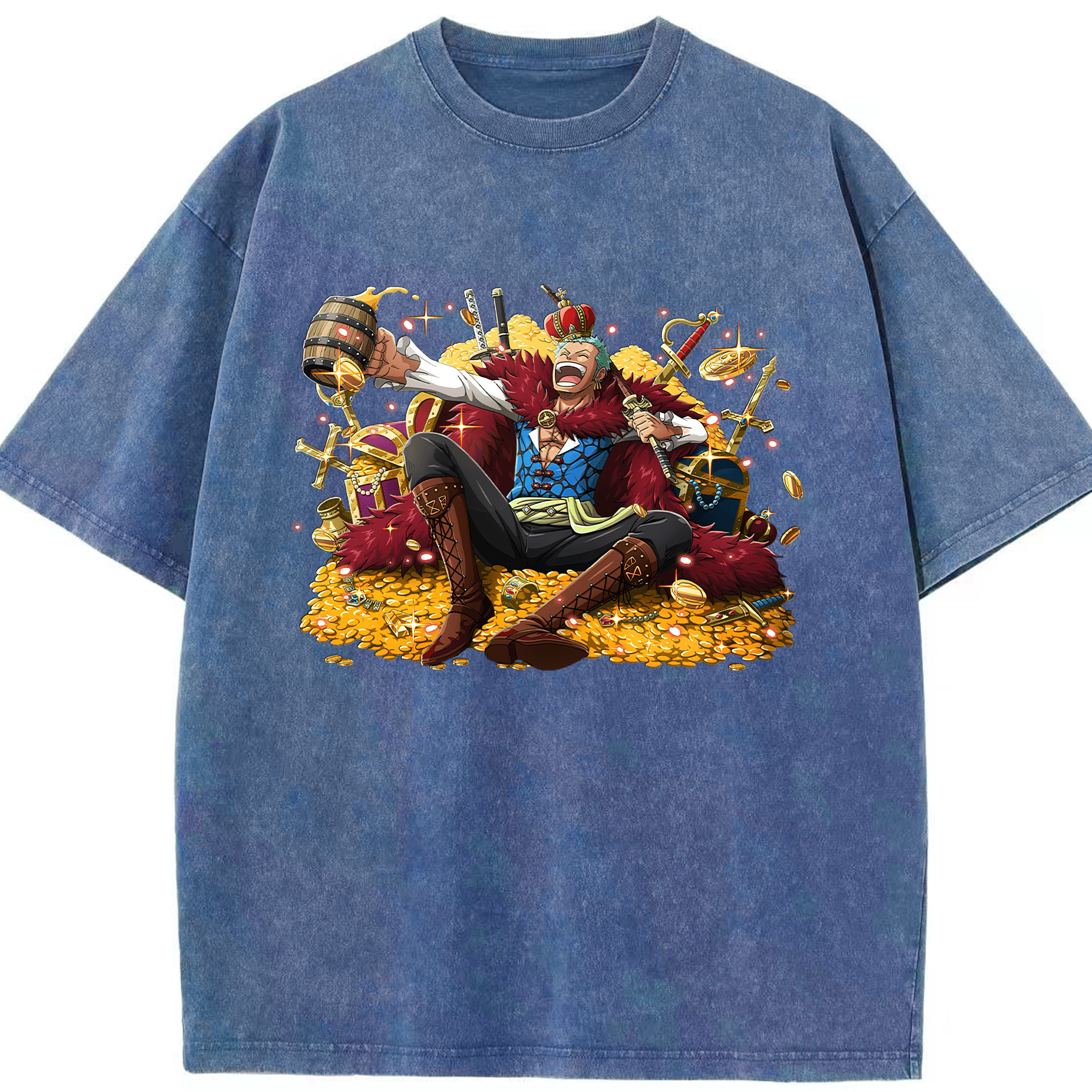 ワンピース ロロノア・ゾロ ONE PIECE Roronoa Zoro 綿100% ヴィンテージ風 半袖Tシャツ（フロントプリント）