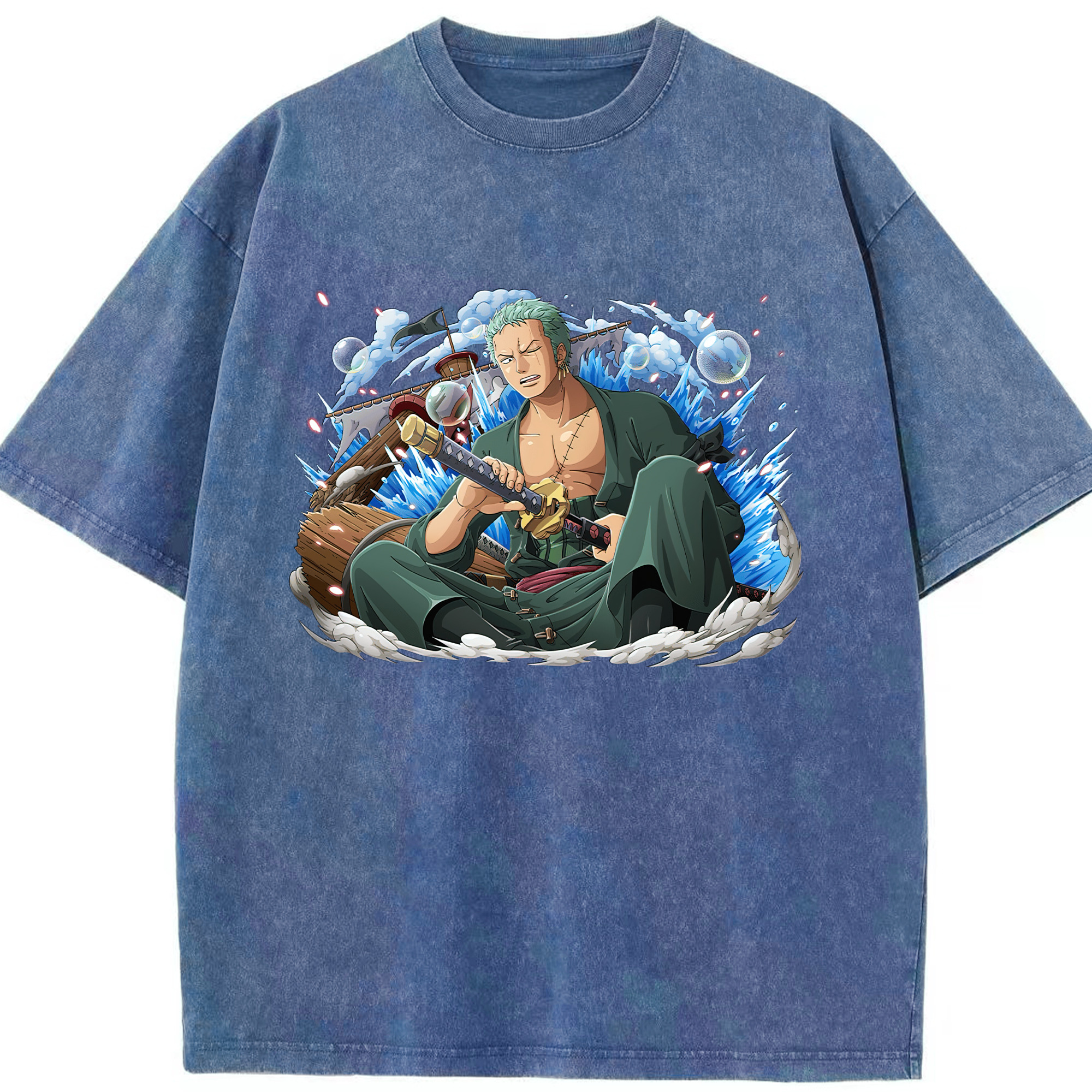 ワンピース ロロノア・ゾロ ONE PIECE Roronoa Zoro 綿100% ヴィンテージ風 半袖Tシャツ（フロントプリント）