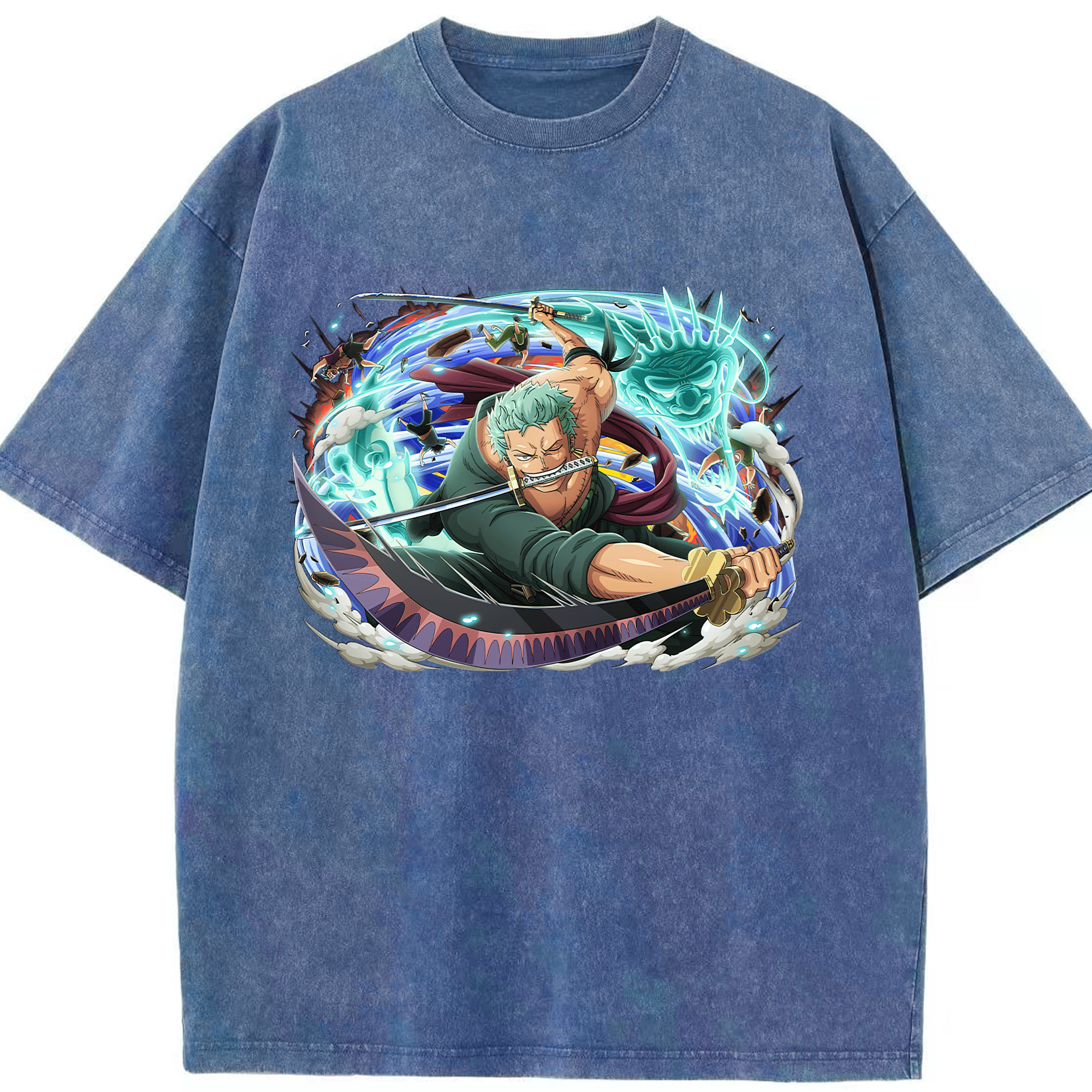 ワンピース ロロノア・ゾロ ONE PIECE Roronoa Zoro 綿100% ヴィンテージ風 半袖Tシャツ（フロントプリント）