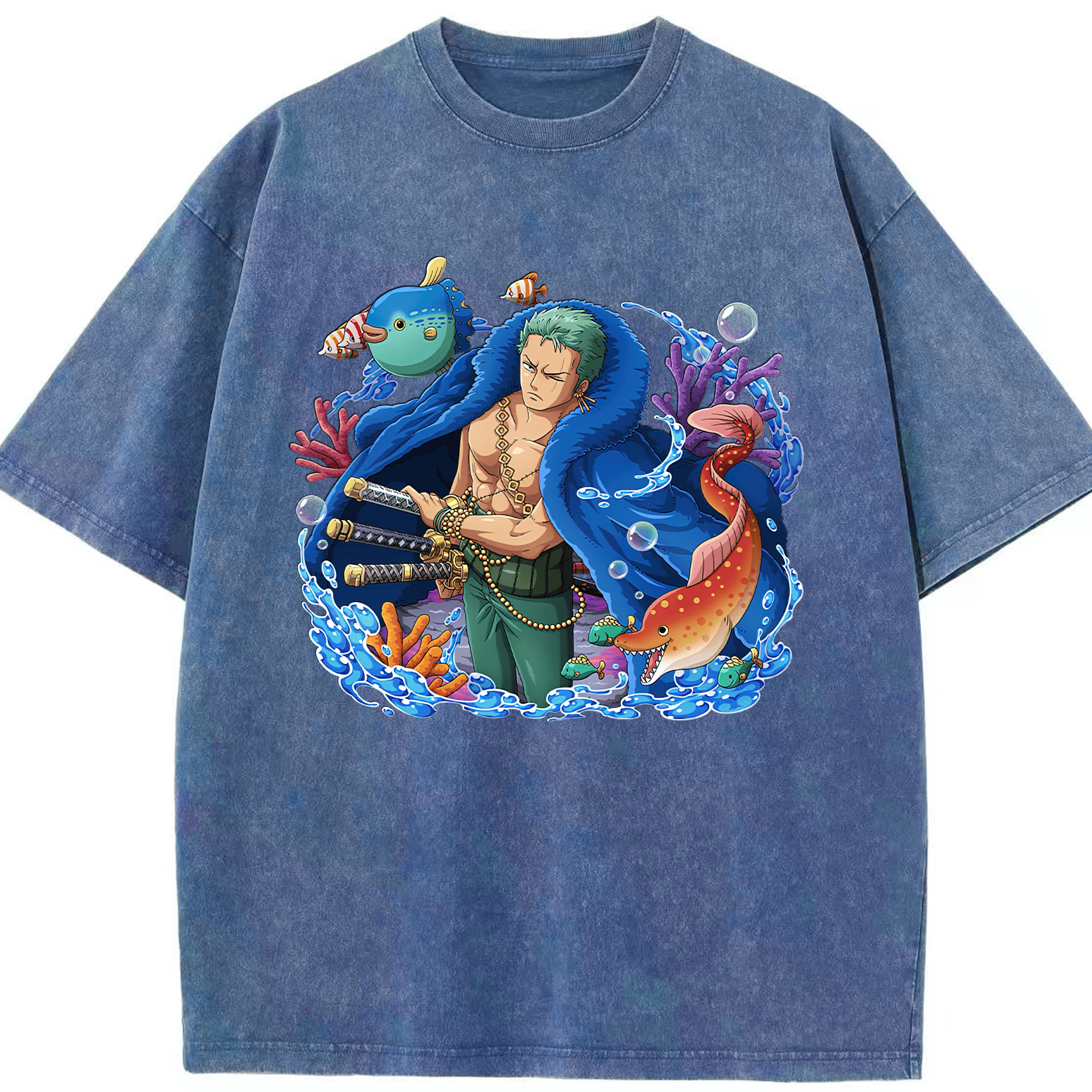 ワンピース ロロノア・ゾロ ONE PIECE Roronoa Zoro 綿100% ヴィンテージ風 半袖Tシャツ（フロントプリント）