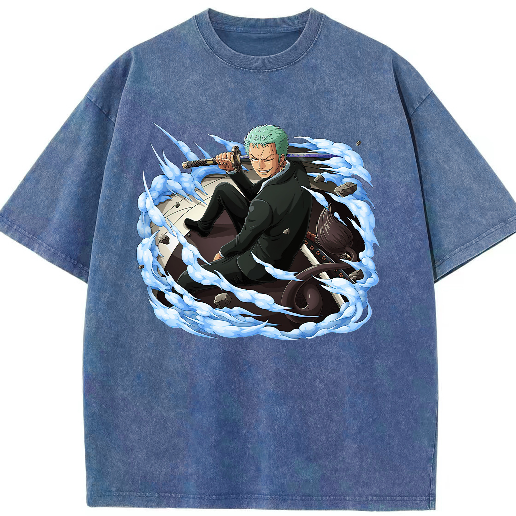 ワンピース ロロノア・ゾロ ONE PIECE Roronoa Zoro 綿100% ヴィンテージ風 半袖Tシャツ（フロントプリント）