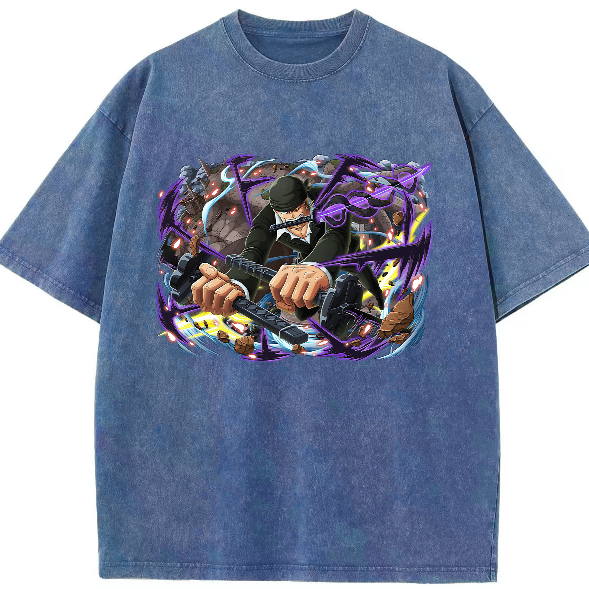ワンピース ロロノア・ゾロ ONE PIECE Roronoa Zoro 綿100% ヴィンテージ風 半袖Tシャツ（フロントプリント）