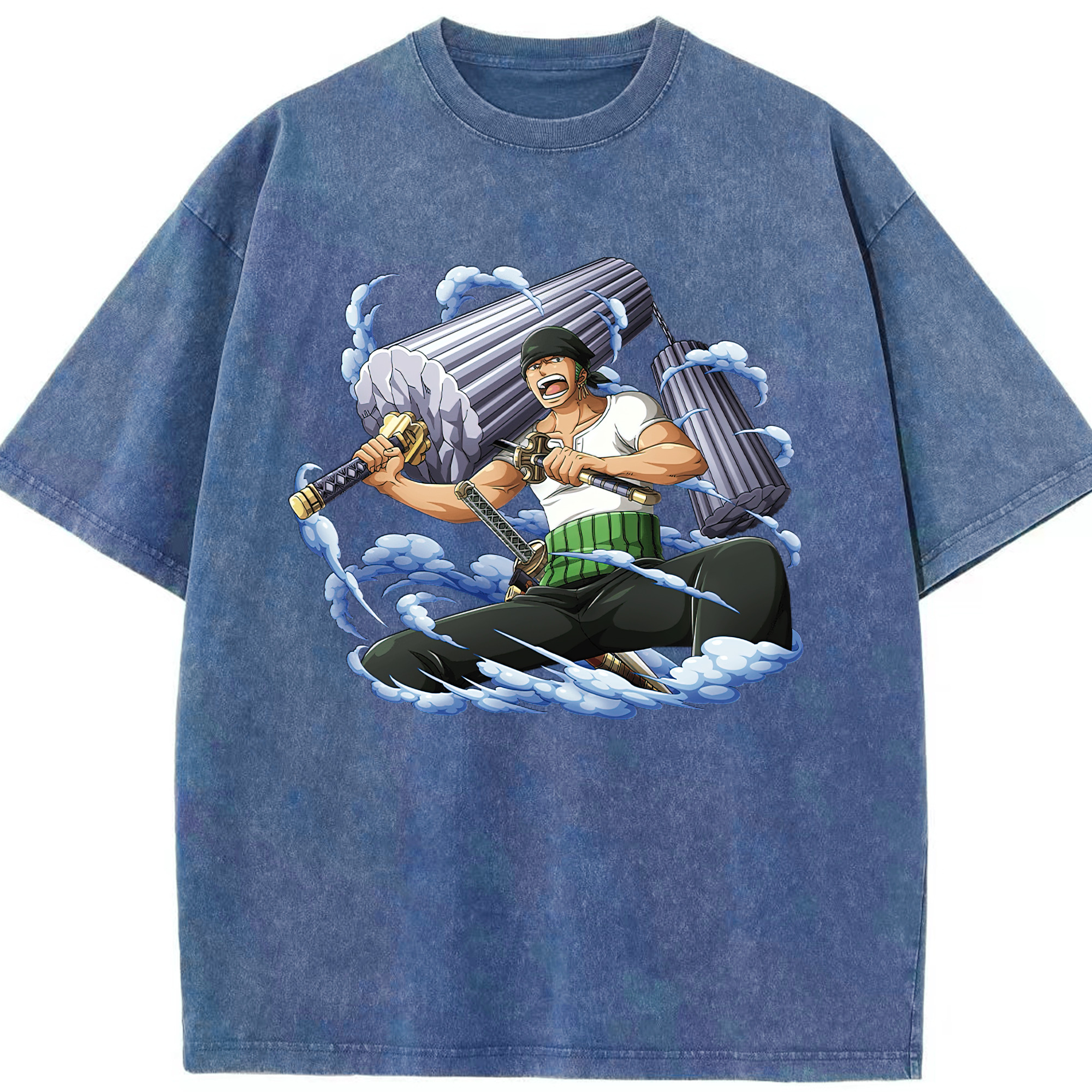 ワンピース ロロノア・ゾロ ONE PIECE Roronoa Zoro 綿100% ヴィンテージ風 半袖Tシャツ（フロントプリント）