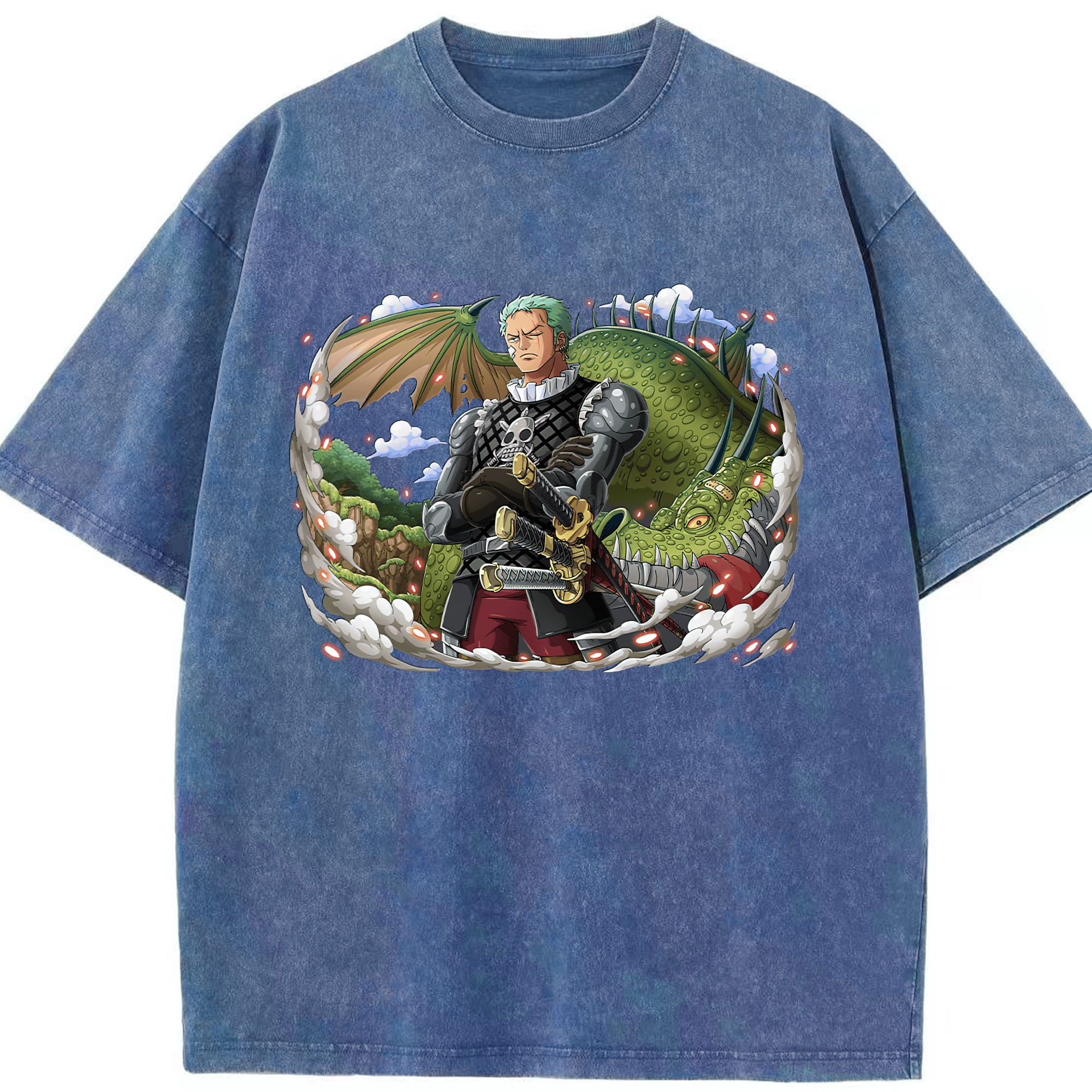 ワンピース ロロノア・ゾロ ONE PIECE Roronoa Zoro 綿100% ヴィンテージ風 半袖Tシャツ（フロントプリント）