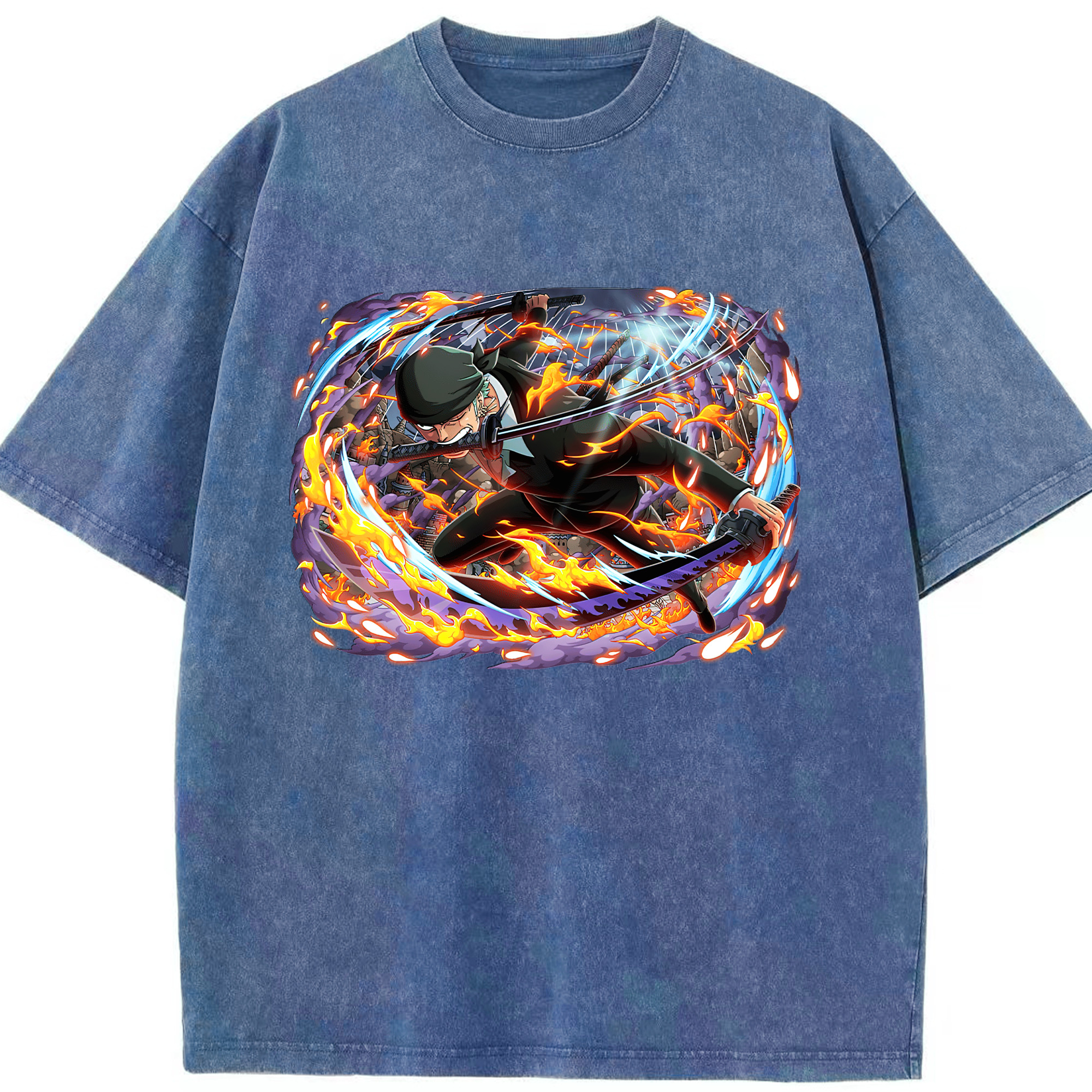 ワンピース ロロノア・ゾロ ONE PIECE Roronoa Zoro 綿100% ヴィンテージ風 半袖Tシャツ（フロントプリント）