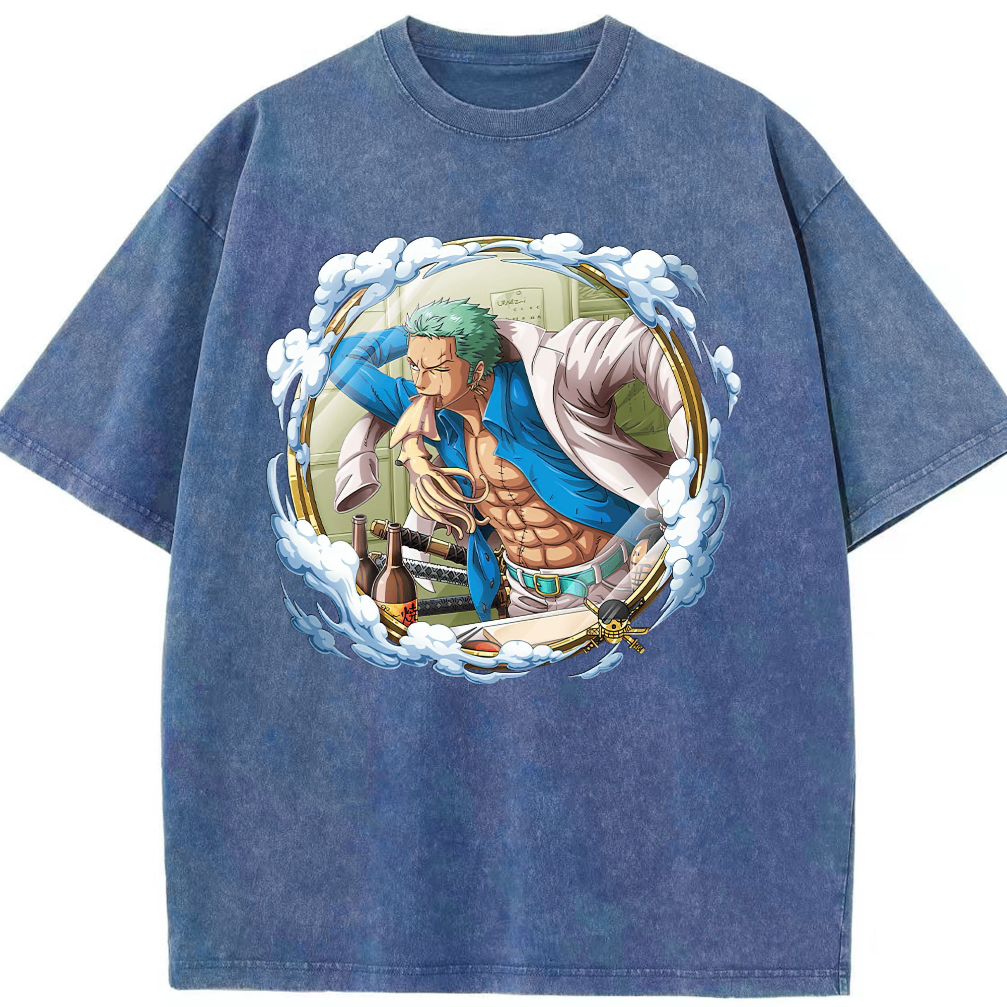 ワンピース ロロノア・ゾロ ONE PIECE Roronoa Zoro 綿100% ヴィンテージ風 半袖Tシャツ（フロントプリント）