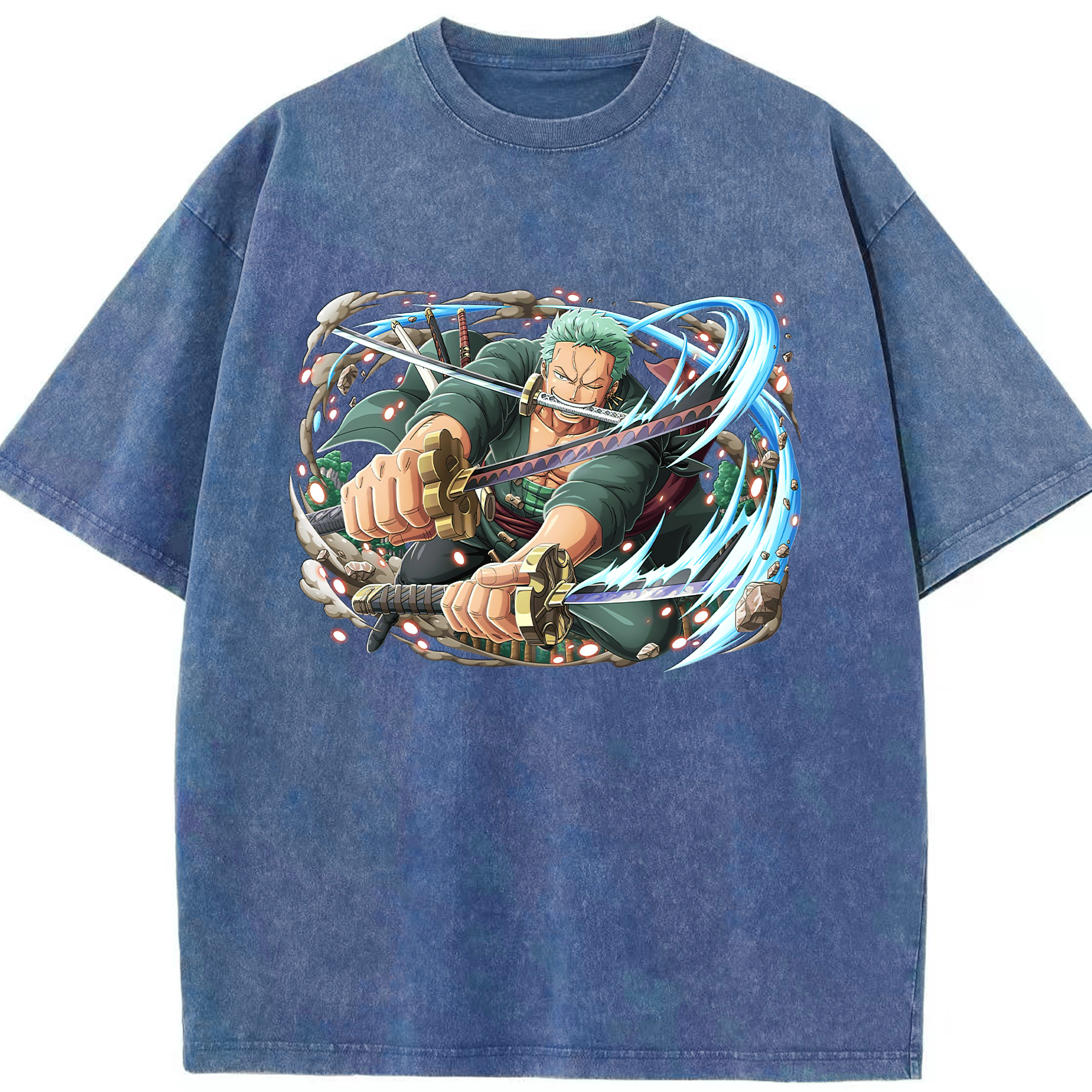 （画像用） ワンピース ロロノア・ゾロ ONE PIECE Roronoa Zoro 綿100% ヴィンテージ風 半袖Tシャツ（フロントプリント）