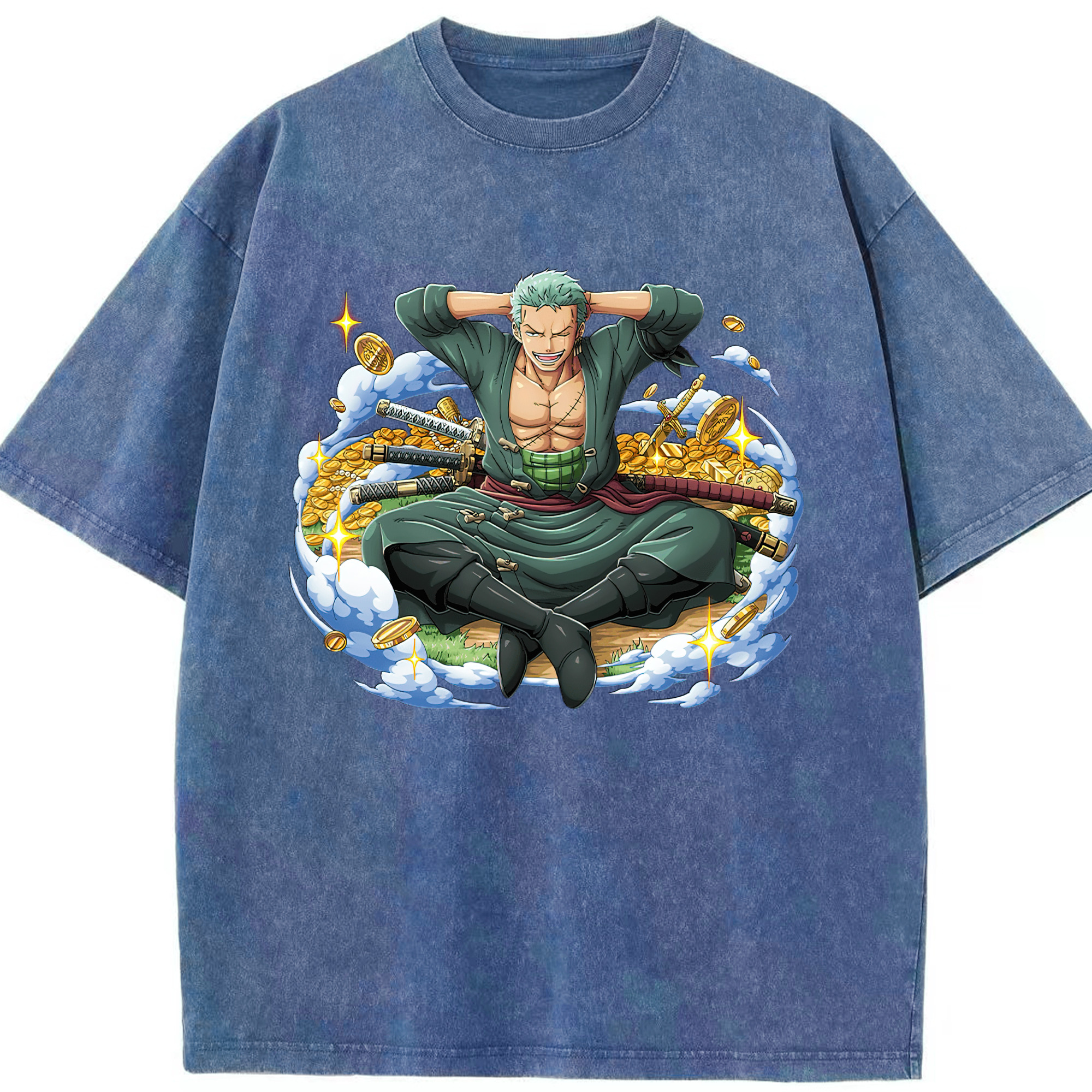 ワンピース ロロノア・ゾロ ONE PIECE Roronoa Zoro 綿100% ヴィンテージ風 半袖Tシャツ（フロントプリント）