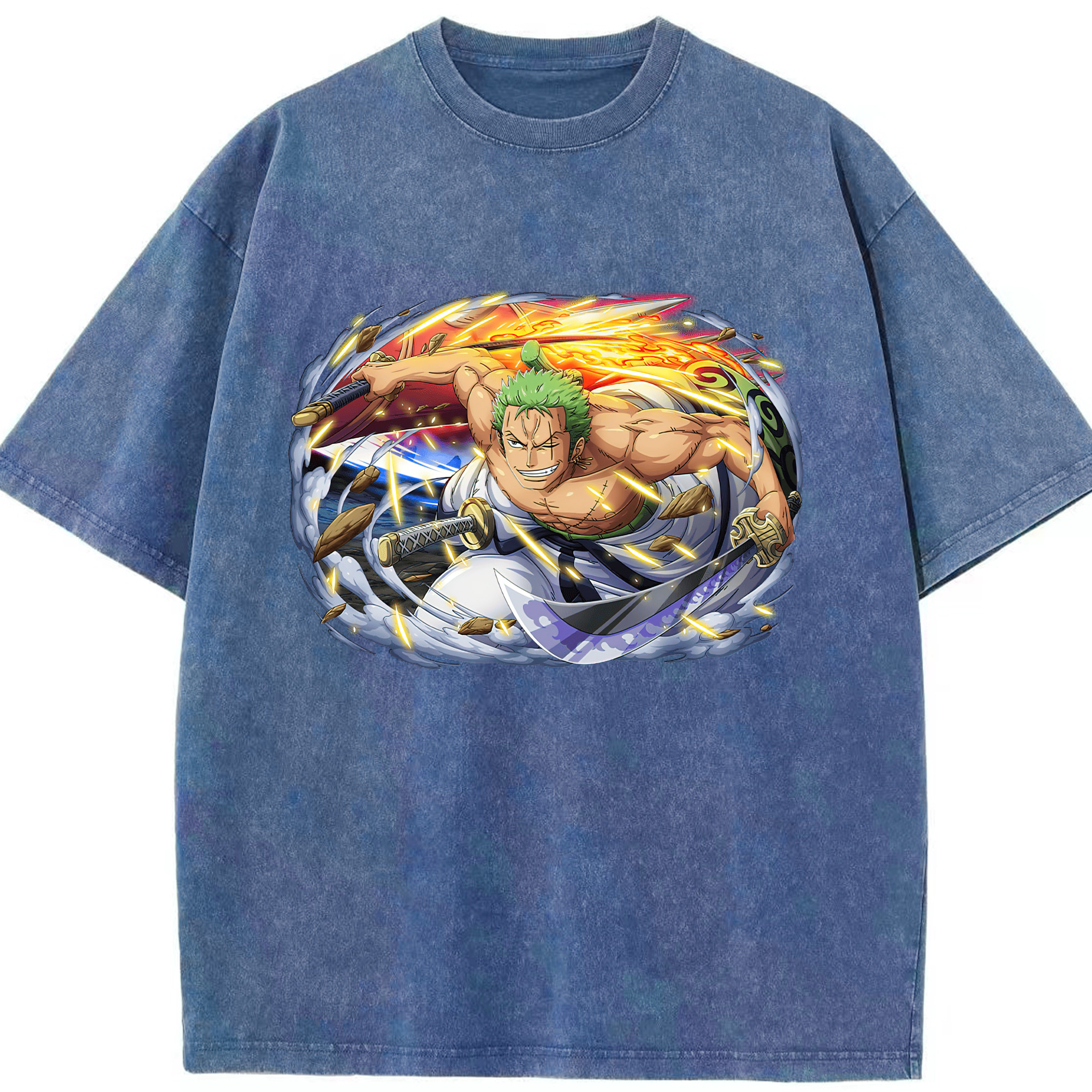 ワンピース ロロノア・ゾロ ONE PIECE Roronoa Zoro 綿100% ヴィンテージ風 半袖Tシャツ（フロントプリント）