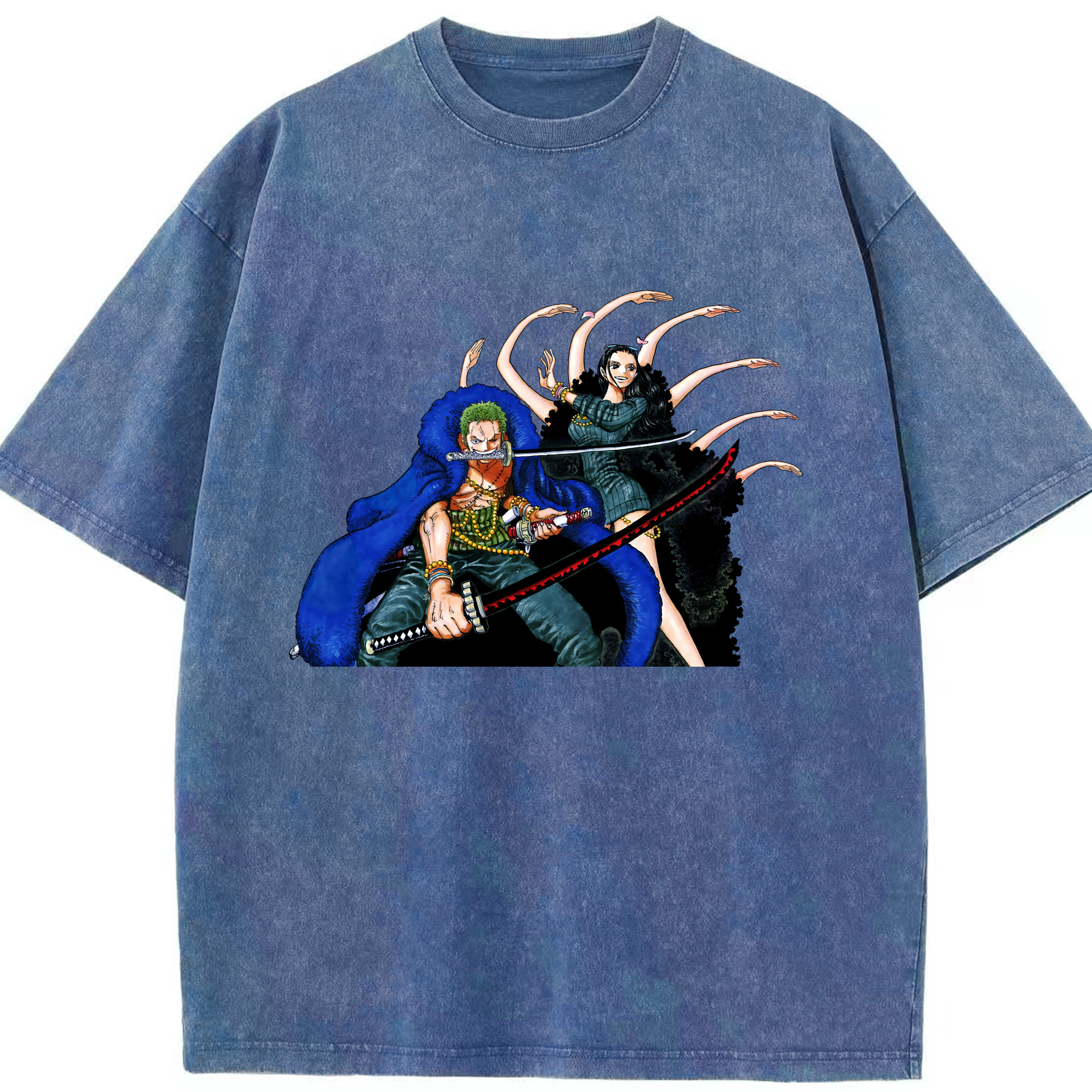 ワンピース ロロノア・ゾロ ONE PIECE Roronoa Zoro 綿100% ヴィンテージ風 半袖Tシャツ（フロントプリント）