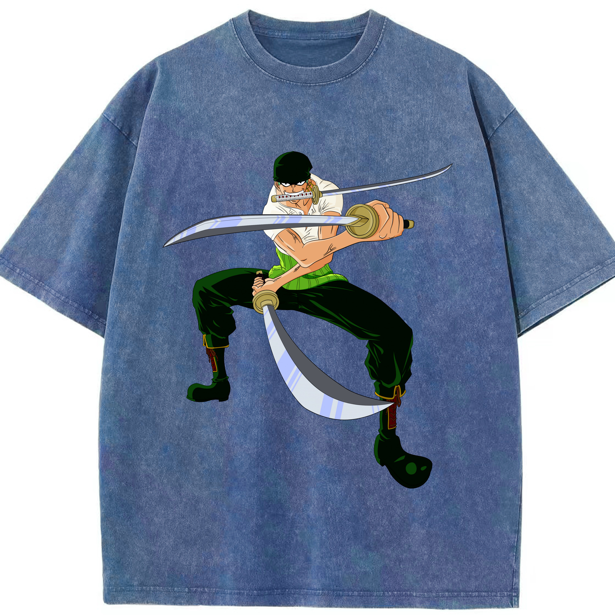 ワンピース ロロノア・ゾロ ONE PIECE Roronoa Zoro 綿100% ヴィンテージ風 半袖Tシャツ（フロントプリント）