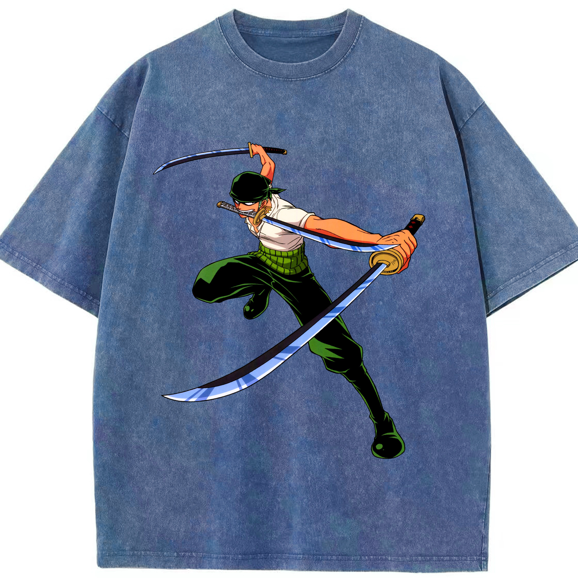 ワンピース ロロノア・ゾロ ONE PIECE Roronoa Zoro 綿100% ヴィンテージ風 半袖Tシャツ（フロントプリント）