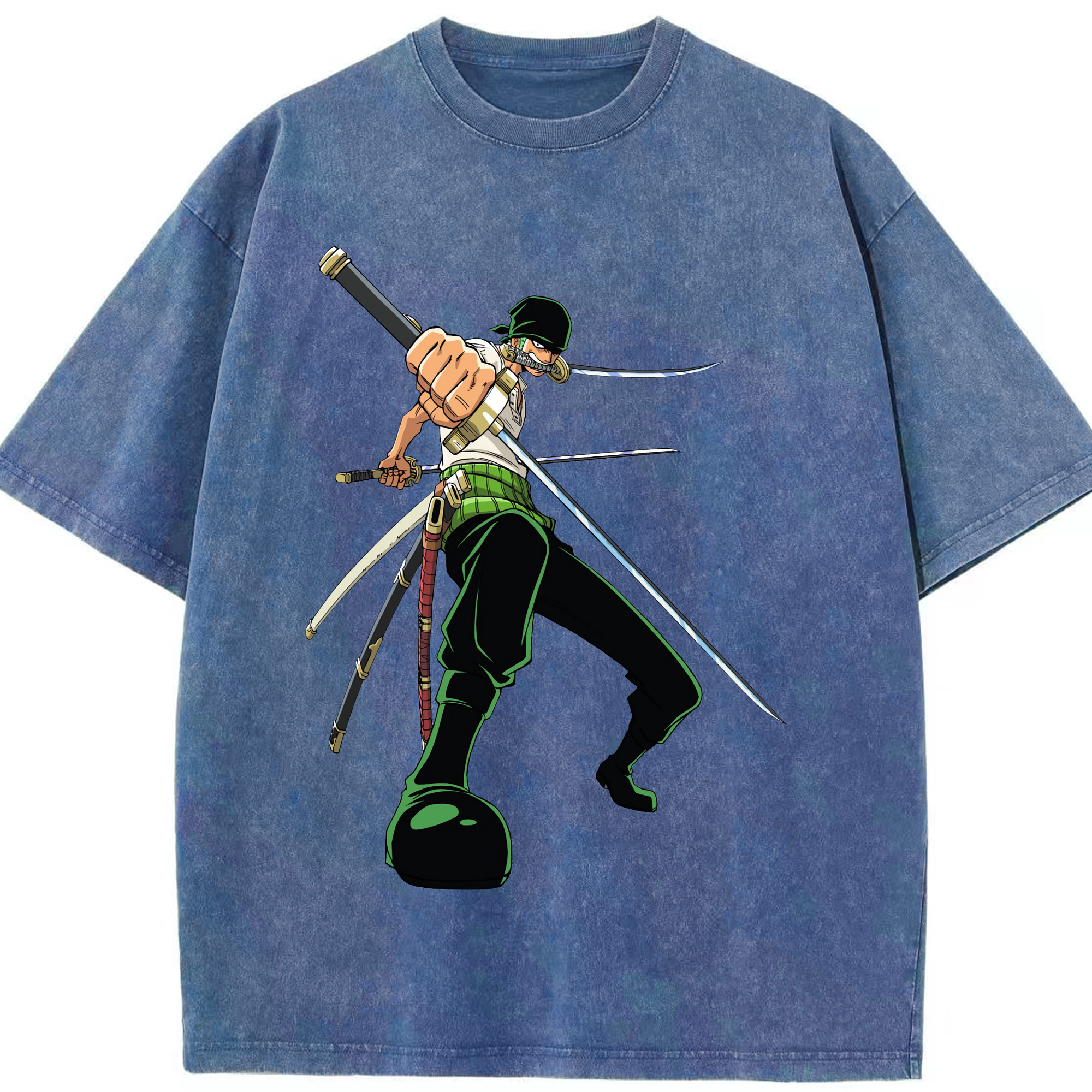 ワンピース ロロノア・ゾロ ONE PIECE Roronoa Zoro 綿100% ヴィンテージ風 半袖Tシャツ（フロントプリント）