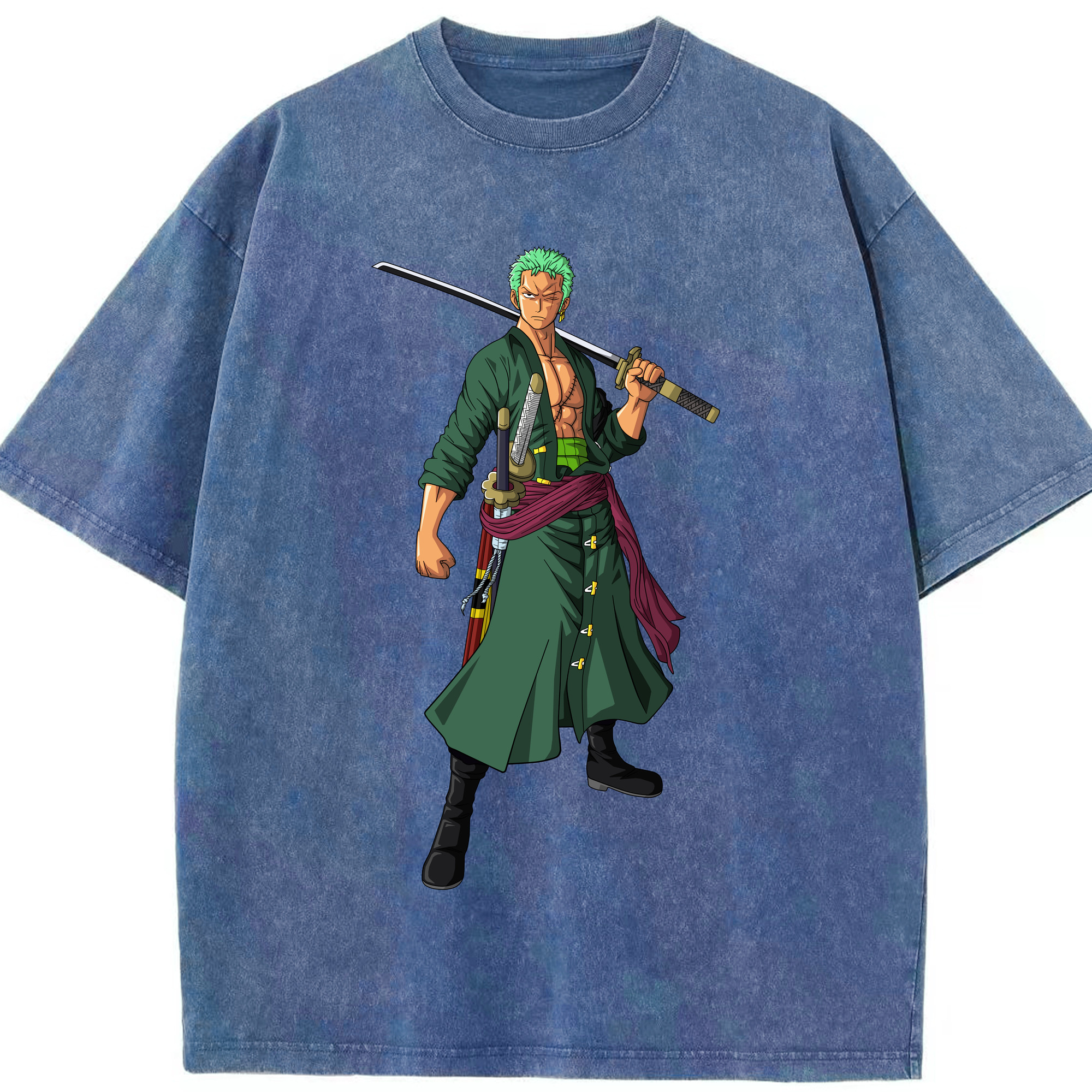ワンピース ロロノア・ゾロ ONE PIECE Roronoa Zoro 綿100% ヴィンテージ風 半袖Tシャツ（フロントプリント）