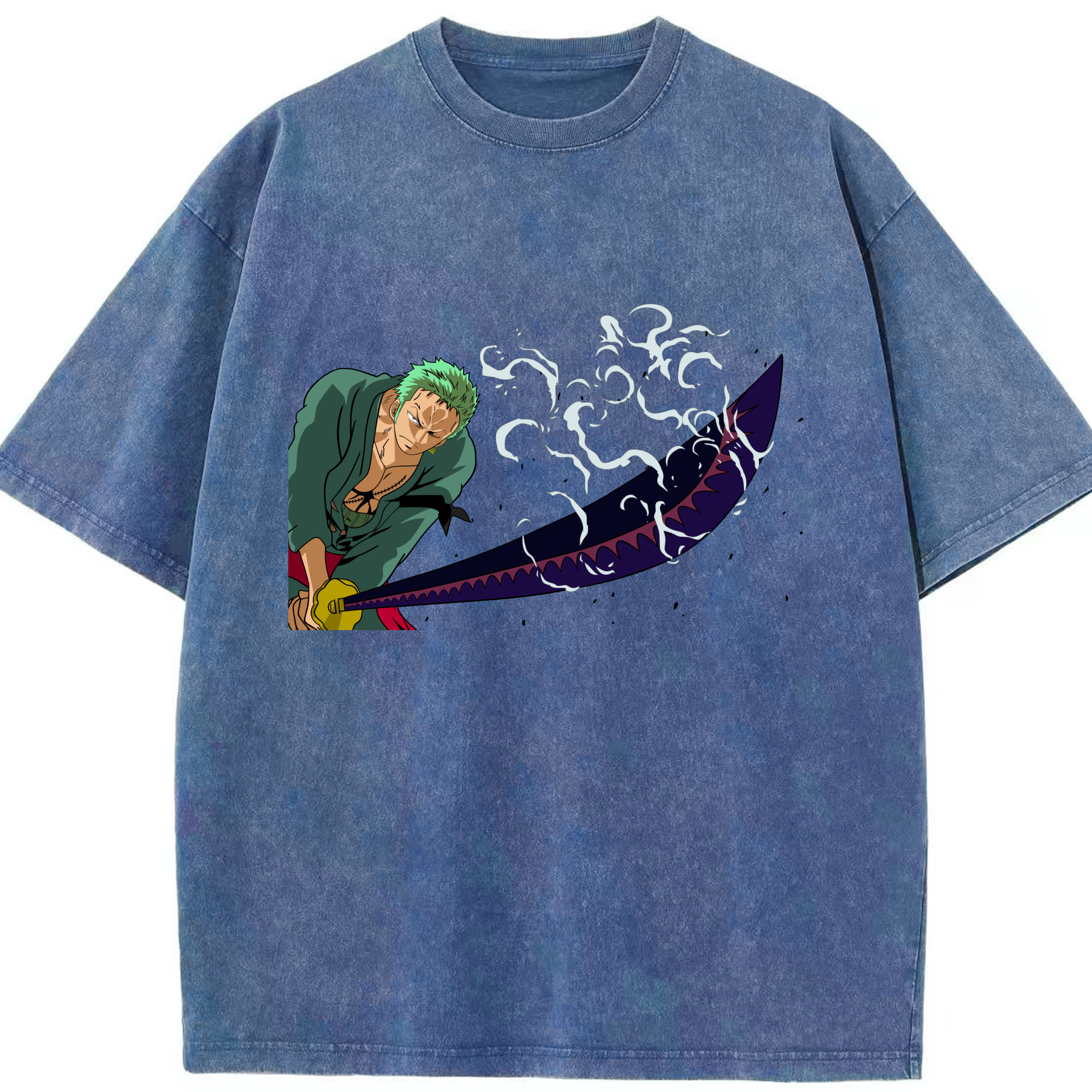 ワンピース ロロノア・ゾロ ONE PIECE Roronoa Zoro 綿100% ヴィンテージ風 半袖Tシャツ（フロントプリント）