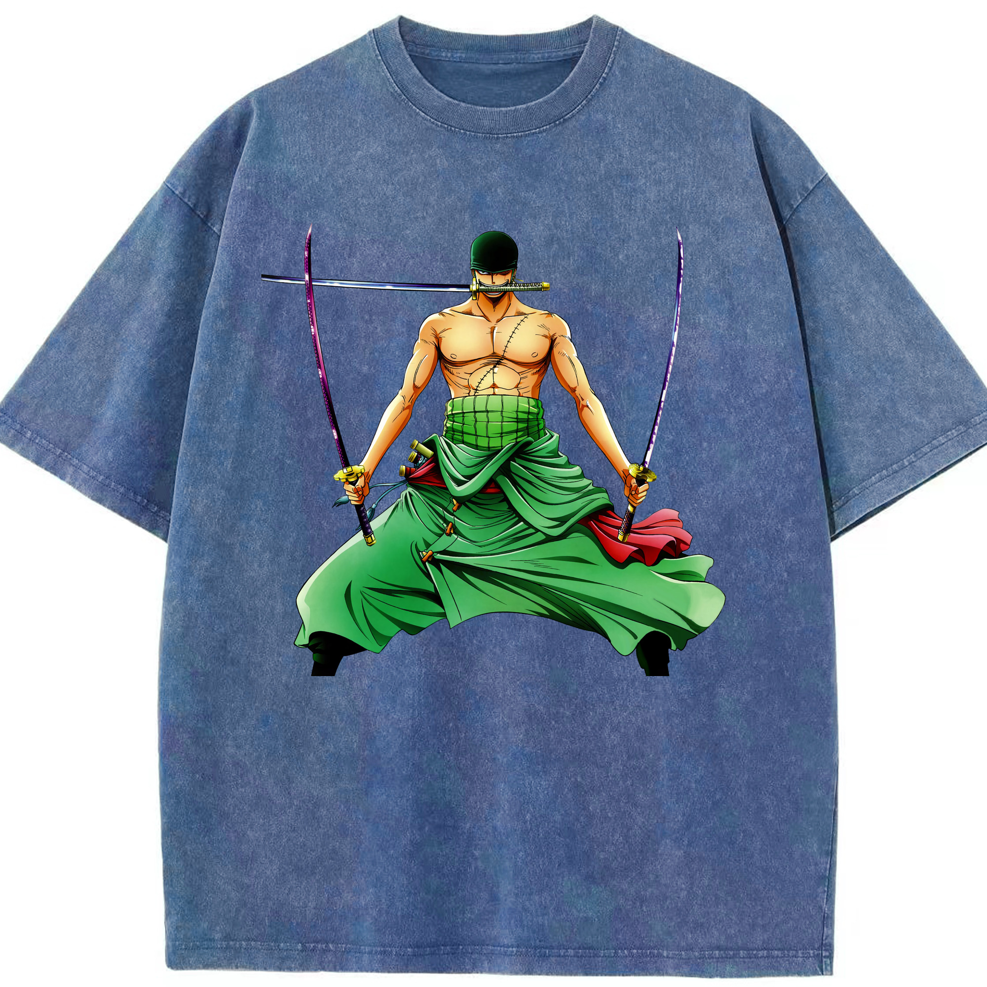 ワンピース ロロノア・ゾロ ONE PIECE Roronoa Zoro 綿100% ヴィンテージ風 半袖Tシャツ（フロントプリント）