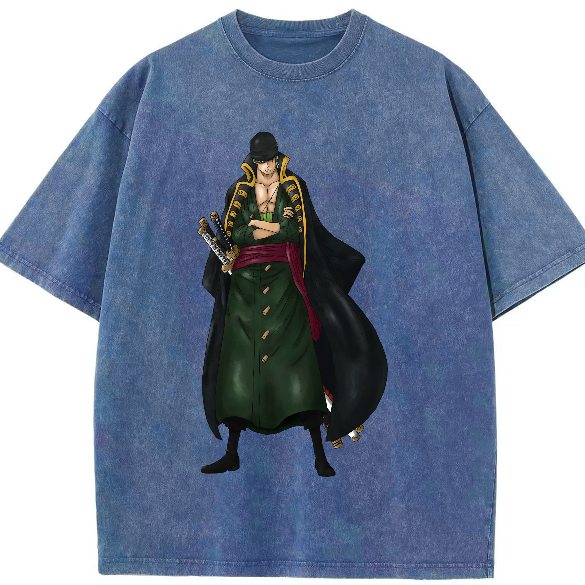 ワンピース ロロノア・ゾロ ONE PIECE Roronoa Zoro 綿100% ヴィンテージ風 半袖Tシャツ（フロントプリント）