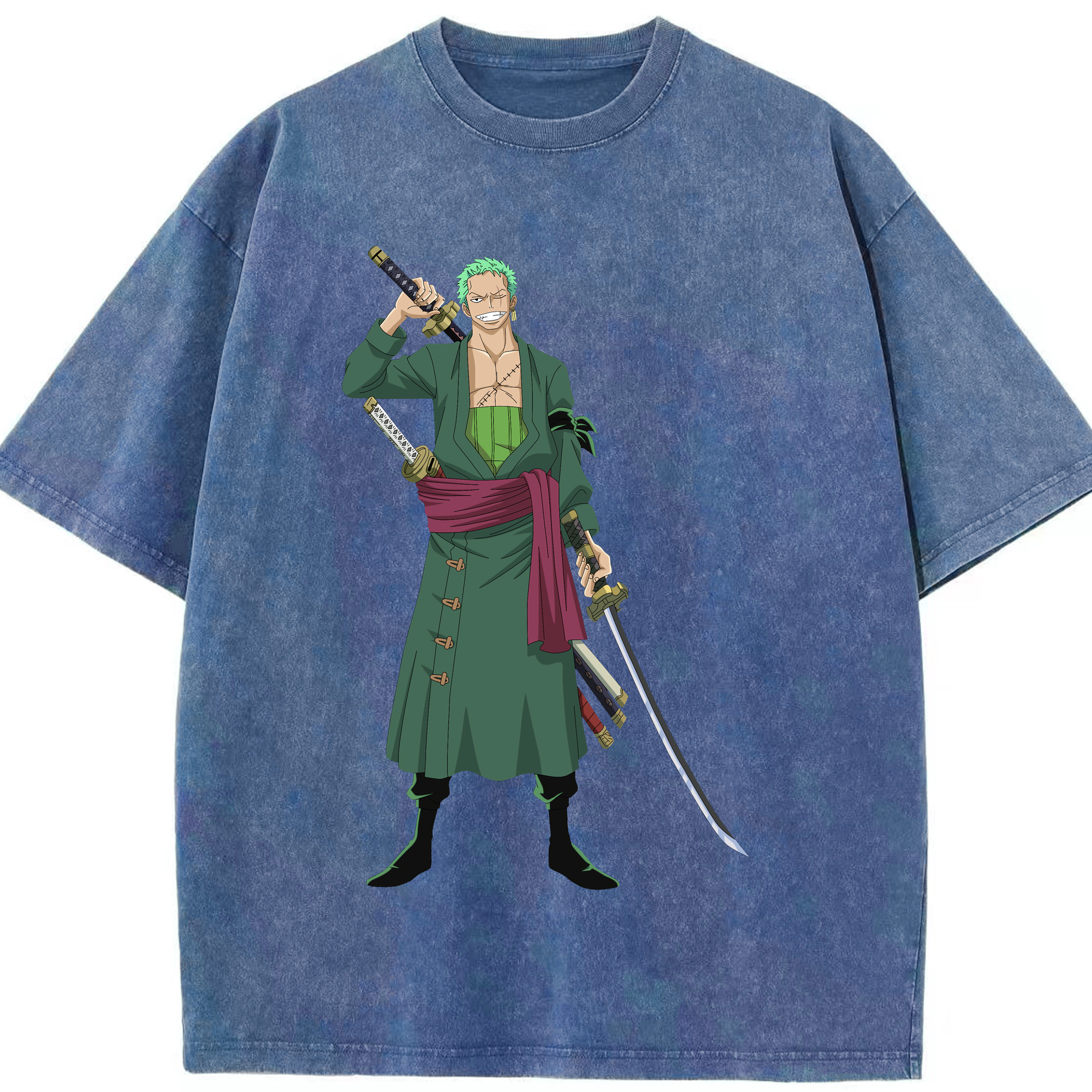 ワンピース ロロノア・ゾロ ONE PIECE Roronoa Zoro 綿100% ヴィンテージ風 半袖Tシャツ（フロントプリント）