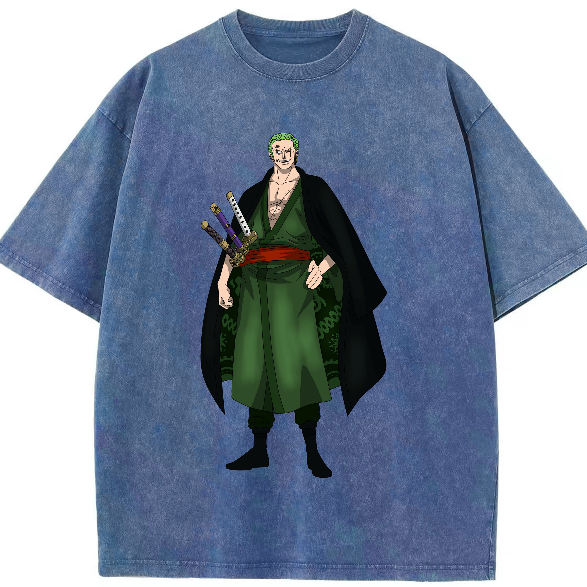 ワンピース ロロノア・ゾロ ONE PIECE Roronoa Zoro 綿100% ヴィンテージ風 半袖Tシャツ（フロントプリント）