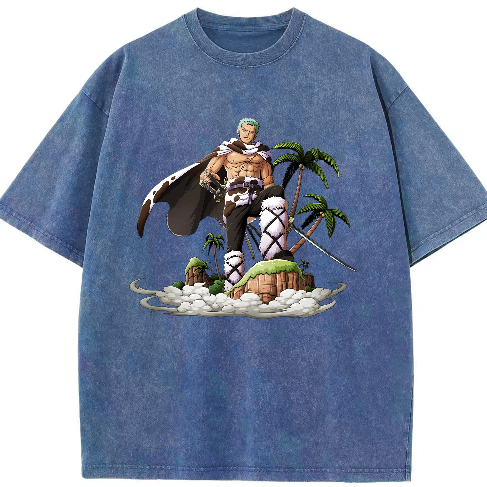 ワンピース ロロノア・ゾロ ONE PIECE Roronoa Zoro 綿100% ヴィンテージ風 半袖Tシャツ（フロントプリント）