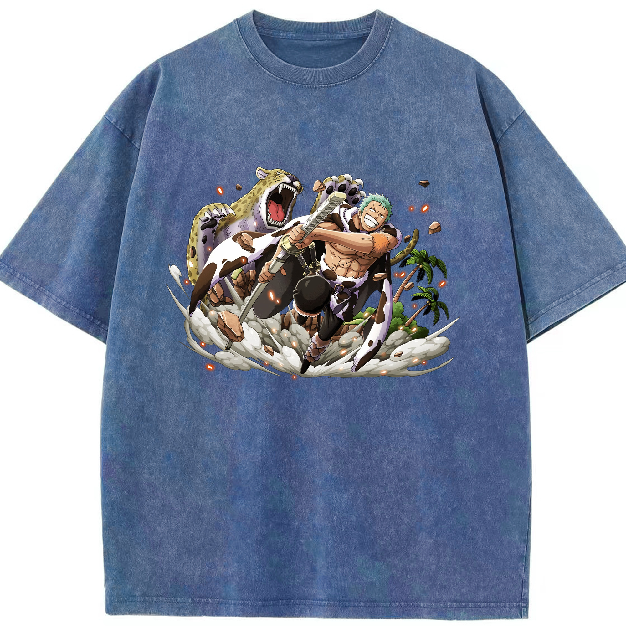 ワンピース ロロノア・ゾロ ONE PIECE Roronoa Zoro 綿100% ヴィンテージ風 半袖Tシャツ（フロントプリント）