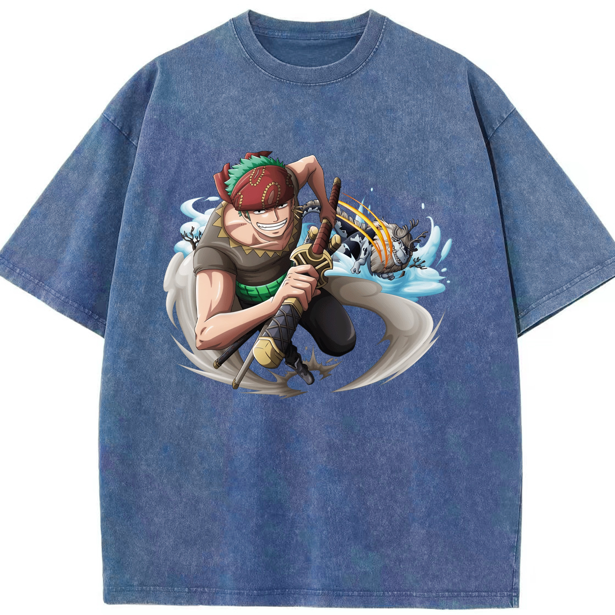 ワンピース ロロノア・ゾロ ONE PIECE Roronoa Zoro 綿100% ヴィンテージ風 半袖Tシャツ（フロントプリント）