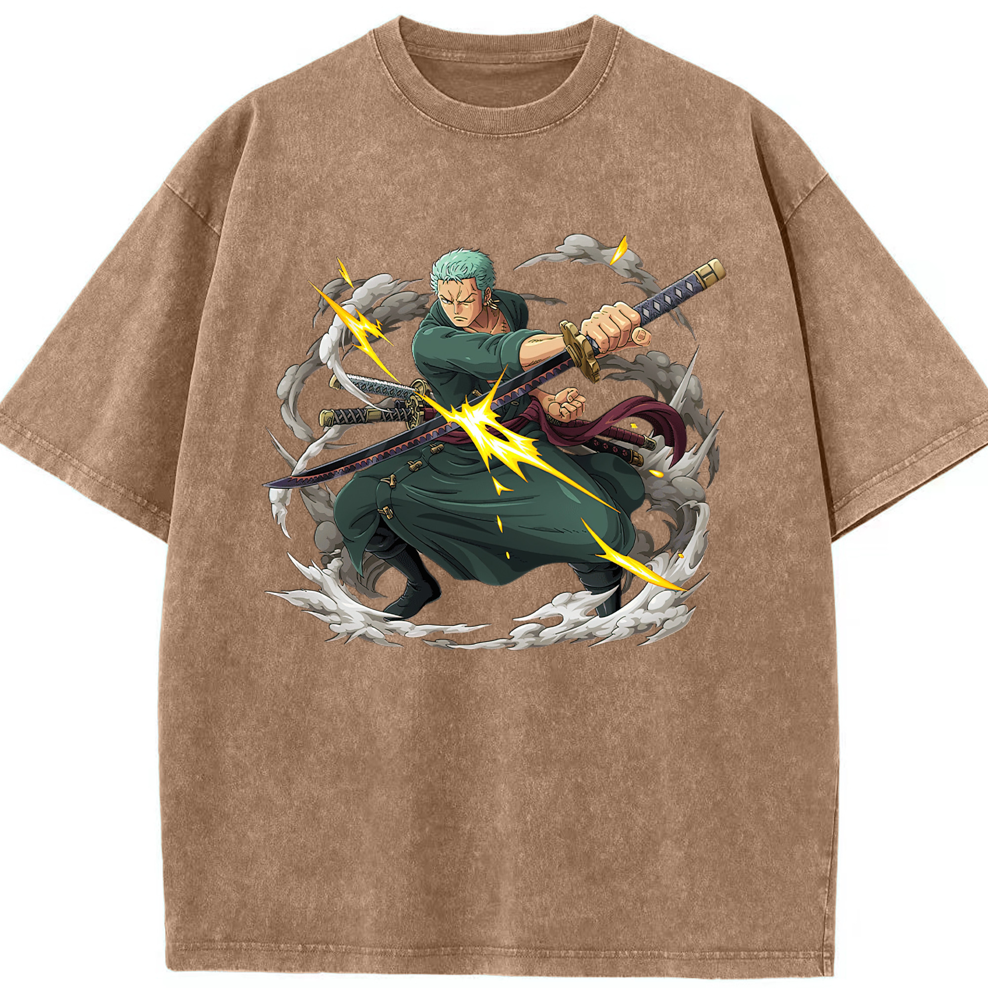ワンピース ロロノア・ゾロ ONE PIECE Roronoa Zoro 綿100% ヴィンテージ風 半袖Tシャツ（フロントプリント）