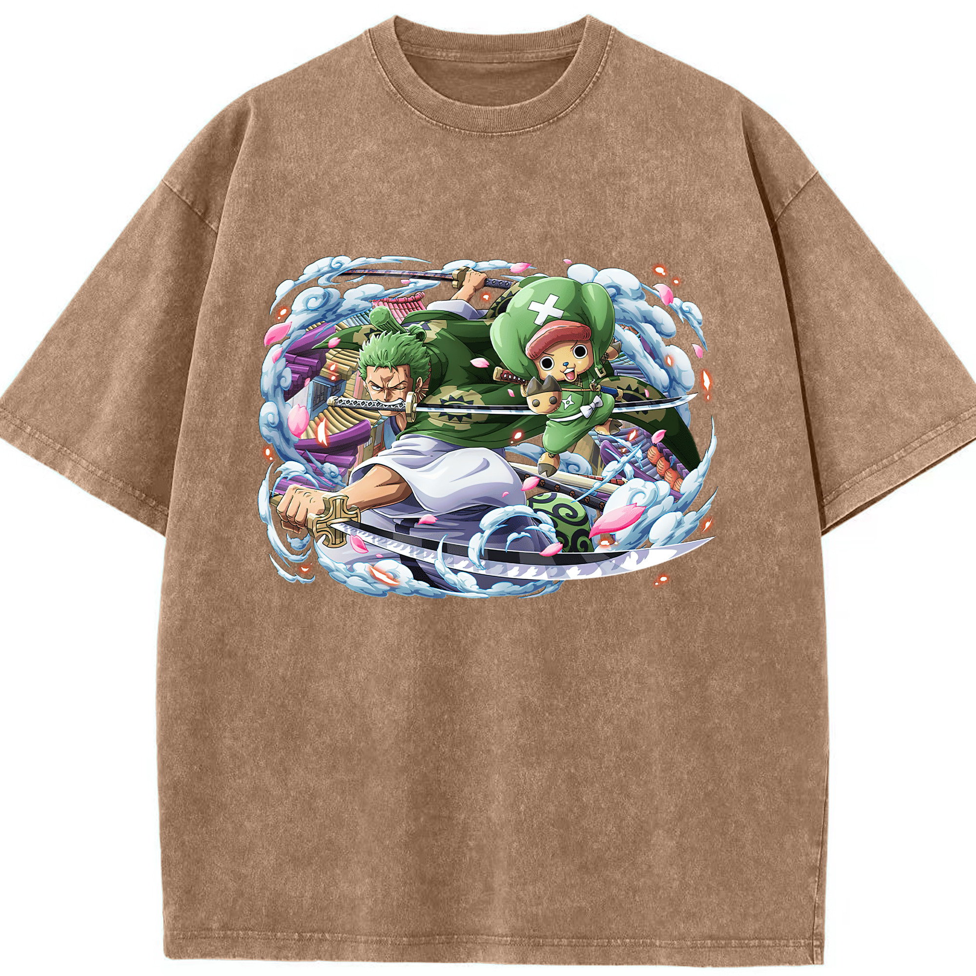 ワンピース ロロノア・ゾロ ONE PIECE Roronoa Zoro 綿100% ヴィンテージ風 半袖Tシャツ（フロントプリント）