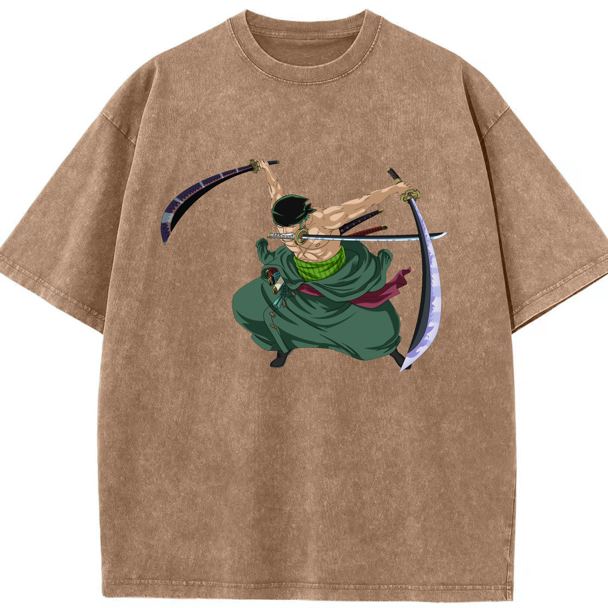 ワンピース ロロノア・ゾロ ONE PIECE Roronoa Zoro 綿100% ヴィンテージ風 半袖Tシャツ（フロントプリント）