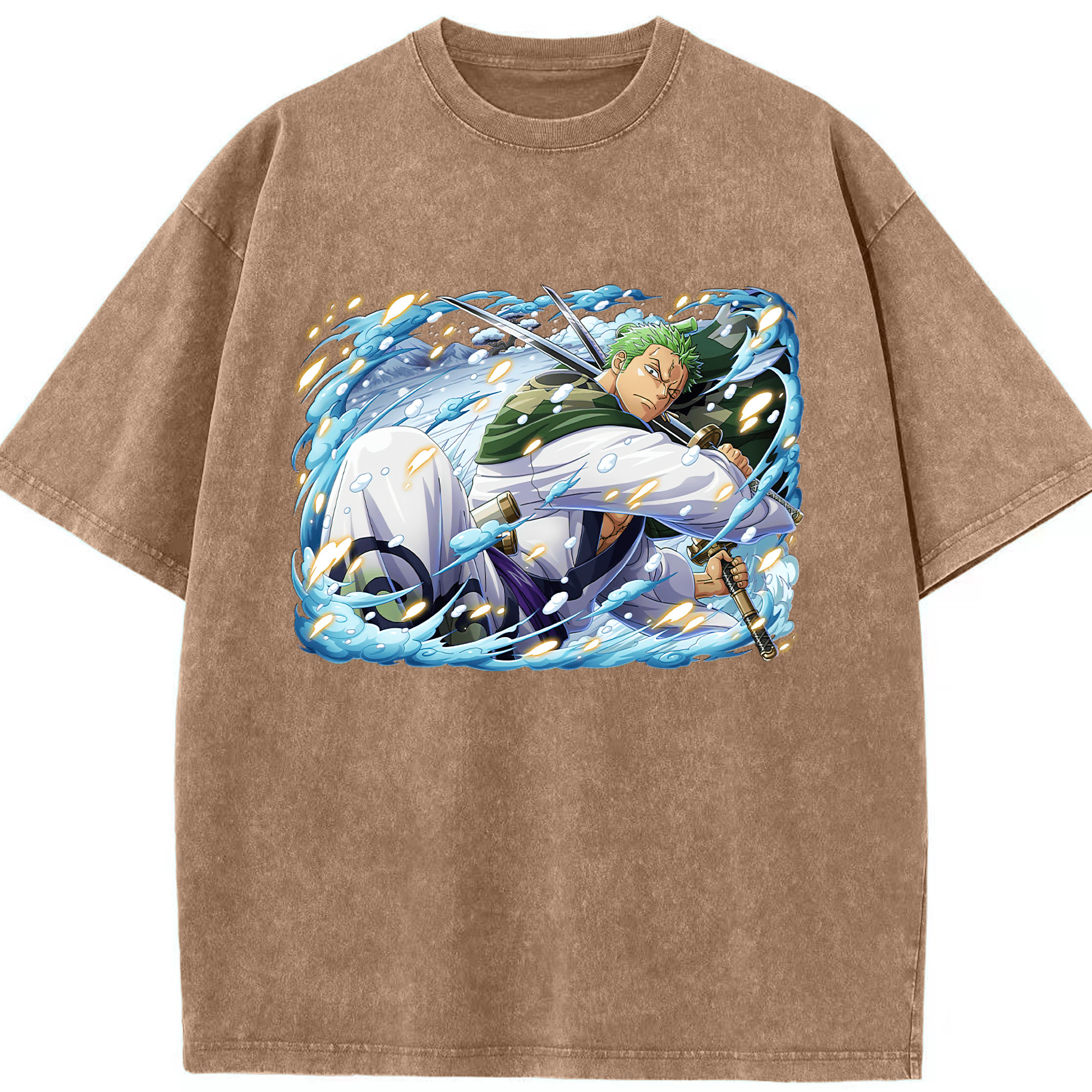 ワンピース ロロノア・ゾロ ONE PIECE Roronoa Zoro 綿100% ヴィンテージ風 半袖Tシャツ（フロントプリント）