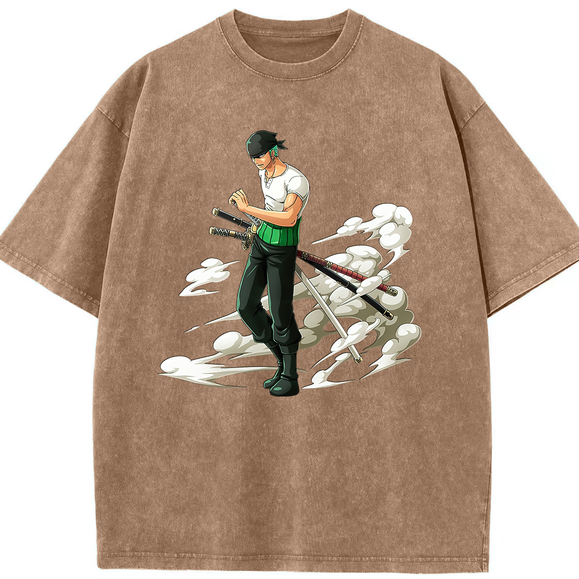 ワンピース ロロノア・ゾロ ONE PIECE Roronoa Zoro 綿100% ヴィンテージ風 半袖Tシャツ（フロントプリント）