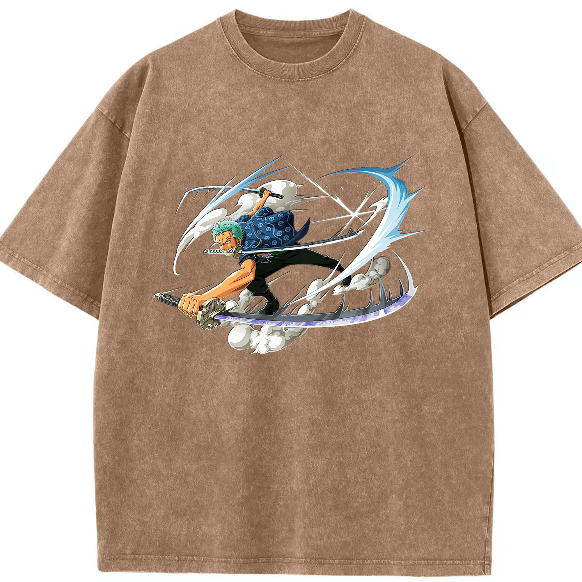 ワンピース ロロノア・ゾロ ONE PIECE Roronoa Zoro 綿100% ヴィンテージ風 半袖Tシャツ（フロントプリント）