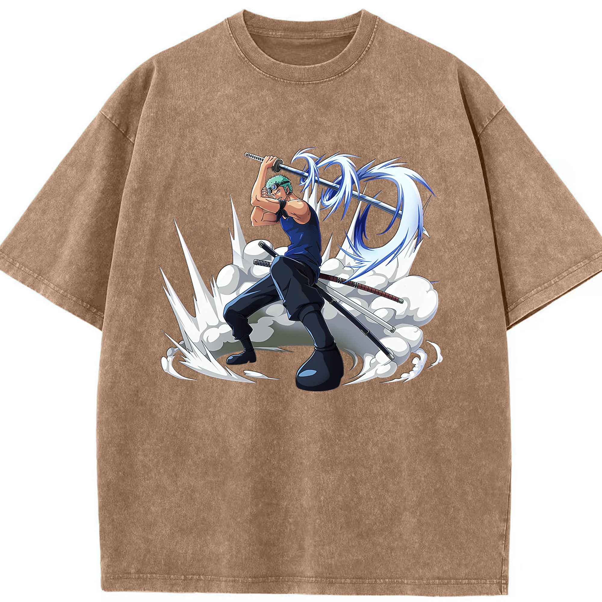 ワンピース ロロノア・ゾロ ONE PIECE Roronoa Zoro 綿100% ヴィンテージ風 半袖Tシャツ（フロントプリント）