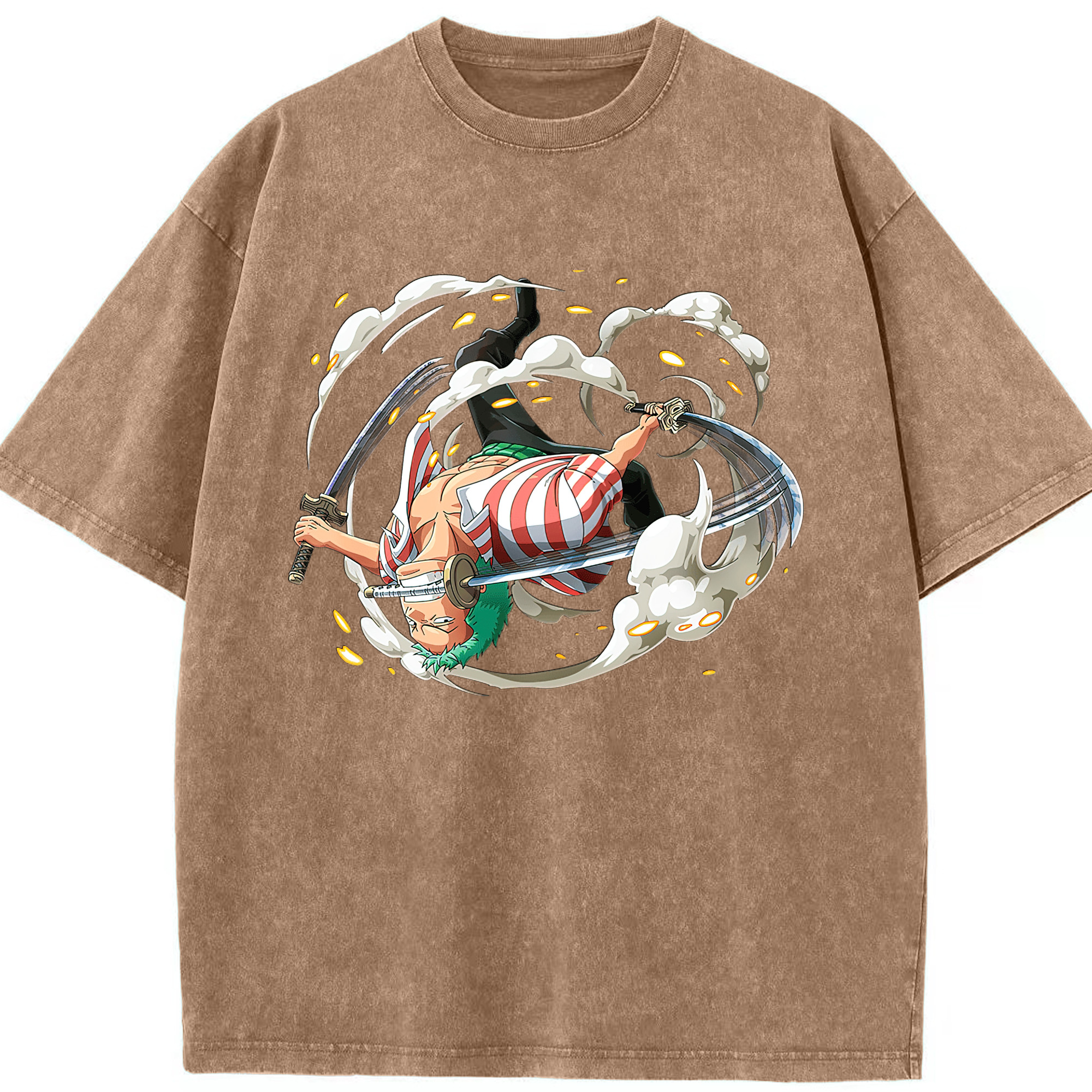 ワンピース ロロノア・ゾロ ONE PIECE Roronoa Zoro 綿100% ヴィンテージ風 半袖Tシャツ（フロントプリント）