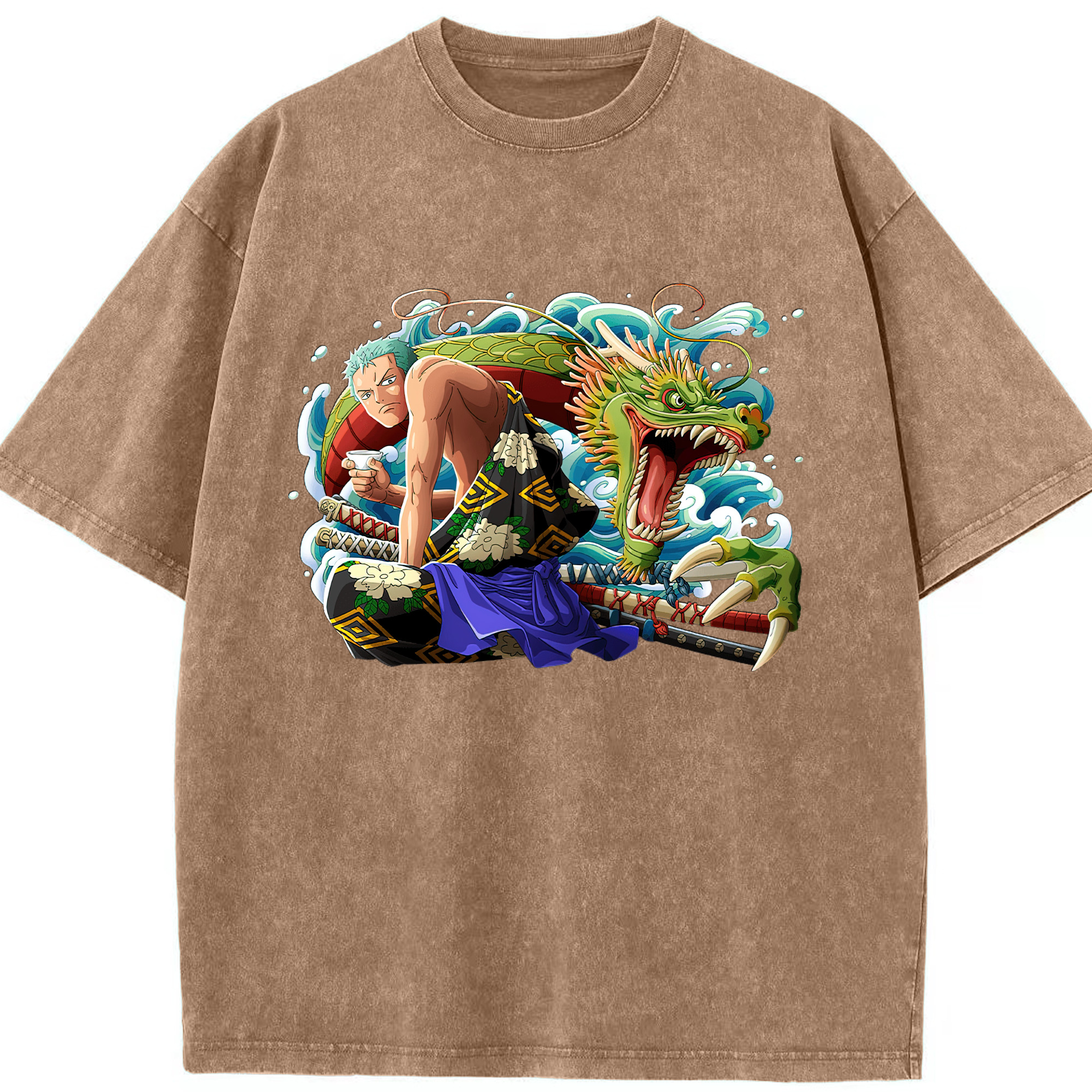 ワンピース ロロノア・ゾロ ONE PIECE Roronoa Zoro 綿100% ヴィンテージ風 半袖Tシャツ（フロントプリント）