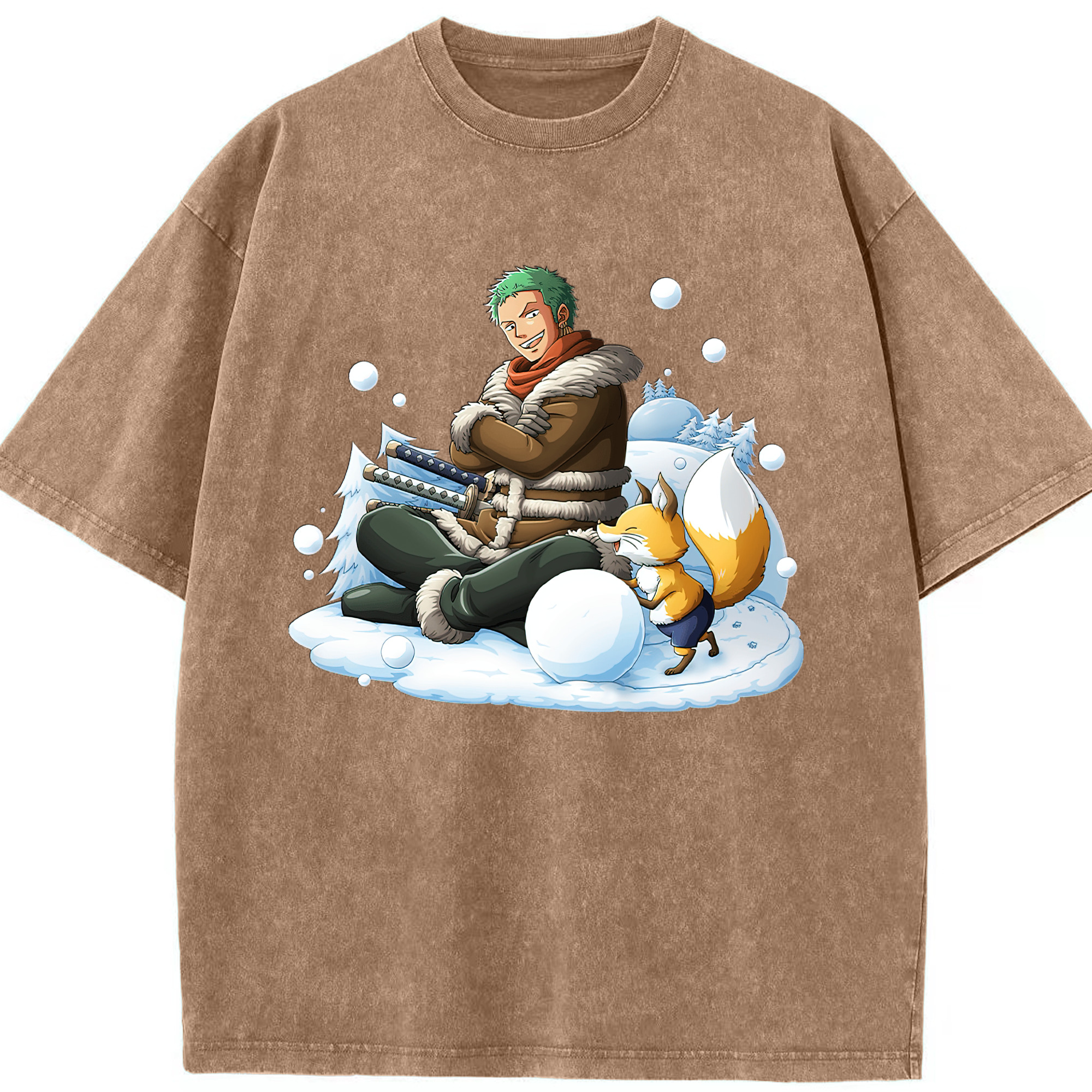 ワンピース ロロノア・ゾロ ONE PIECE Roronoa Zoro 綿100% ヴィンテージ風 半袖Tシャツ（フロントプリント）