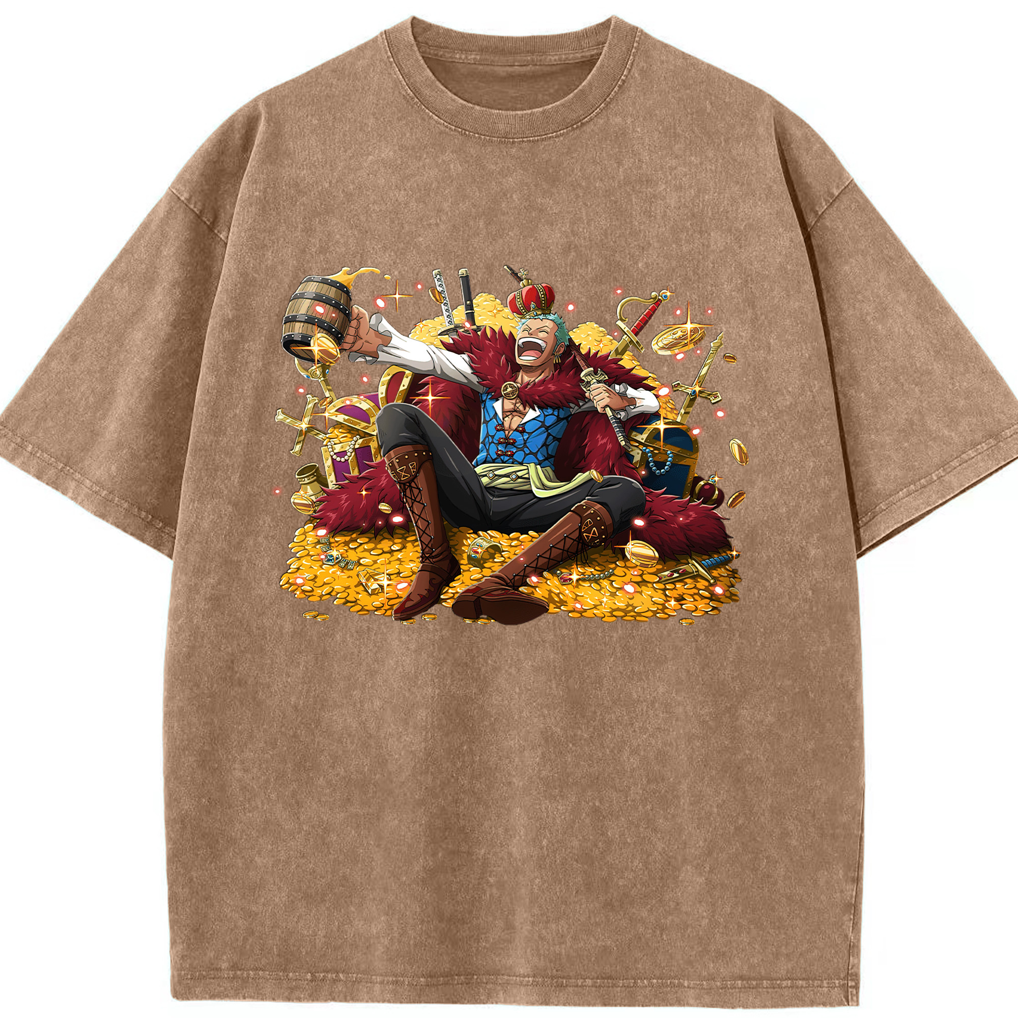 ワンピース ロロノア・ゾロ ONE PIECE Roronoa Zoro 綿100% ヴィンテージ風 半袖Tシャツ（フロントプリント）
