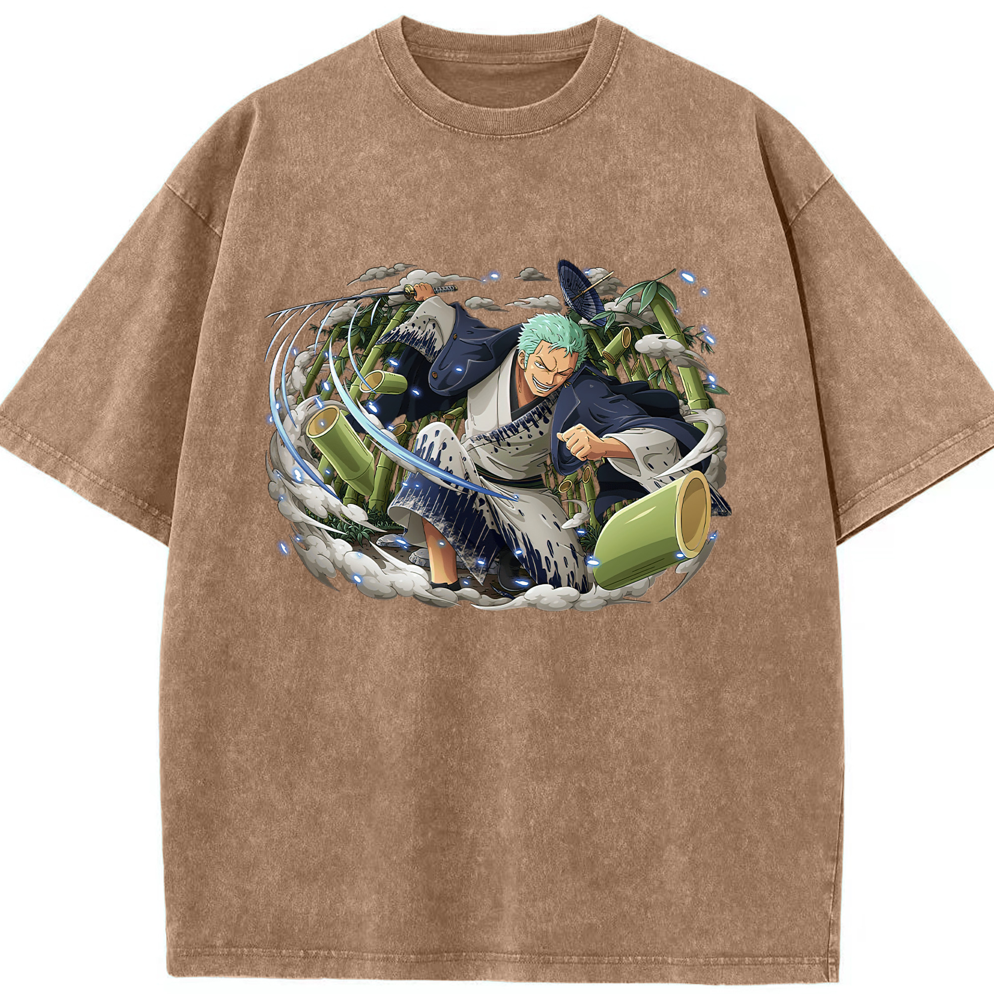 ワンピース ロロノア・ゾロ ONE PIECE Roronoa Zoro 綿100% ヴィンテージ風 半袖Tシャツ（フロントプリント）