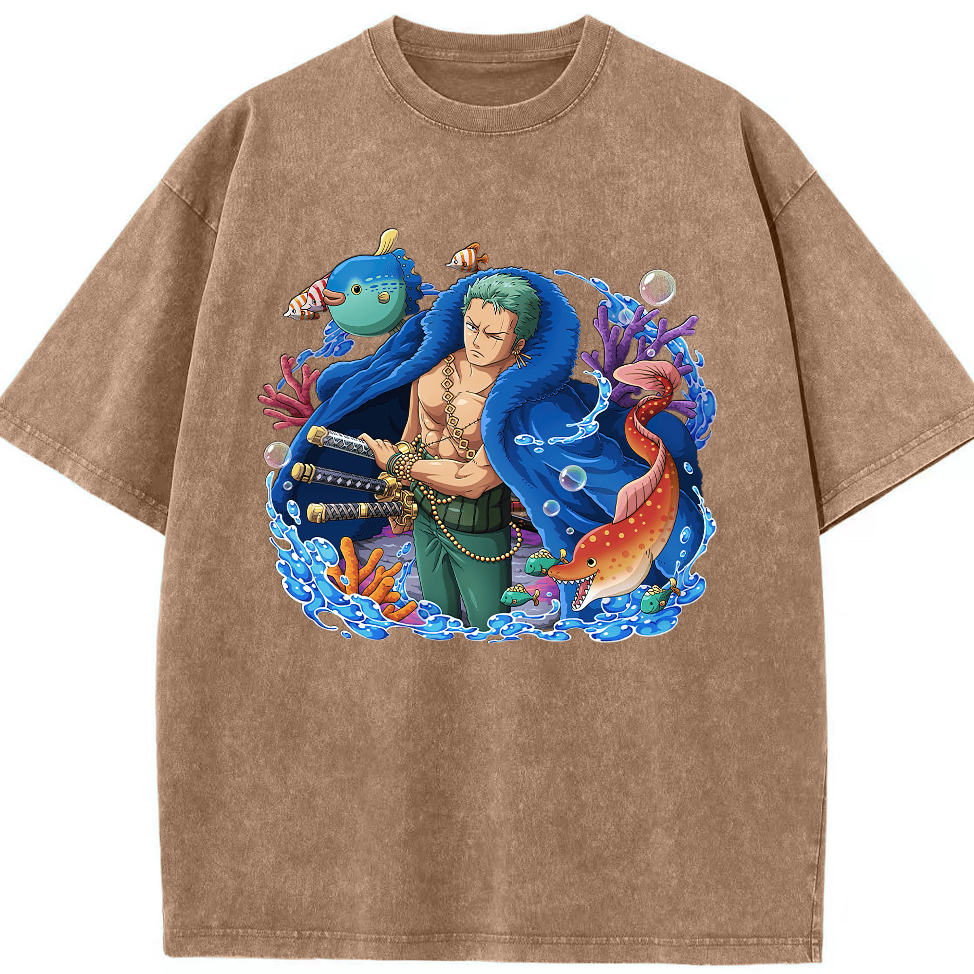 ワンピース ロロノア・ゾロ ONE PIECE Roronoa Zoro 綿100% ヴィンテージ風 半袖Tシャツ（フロントプリント）