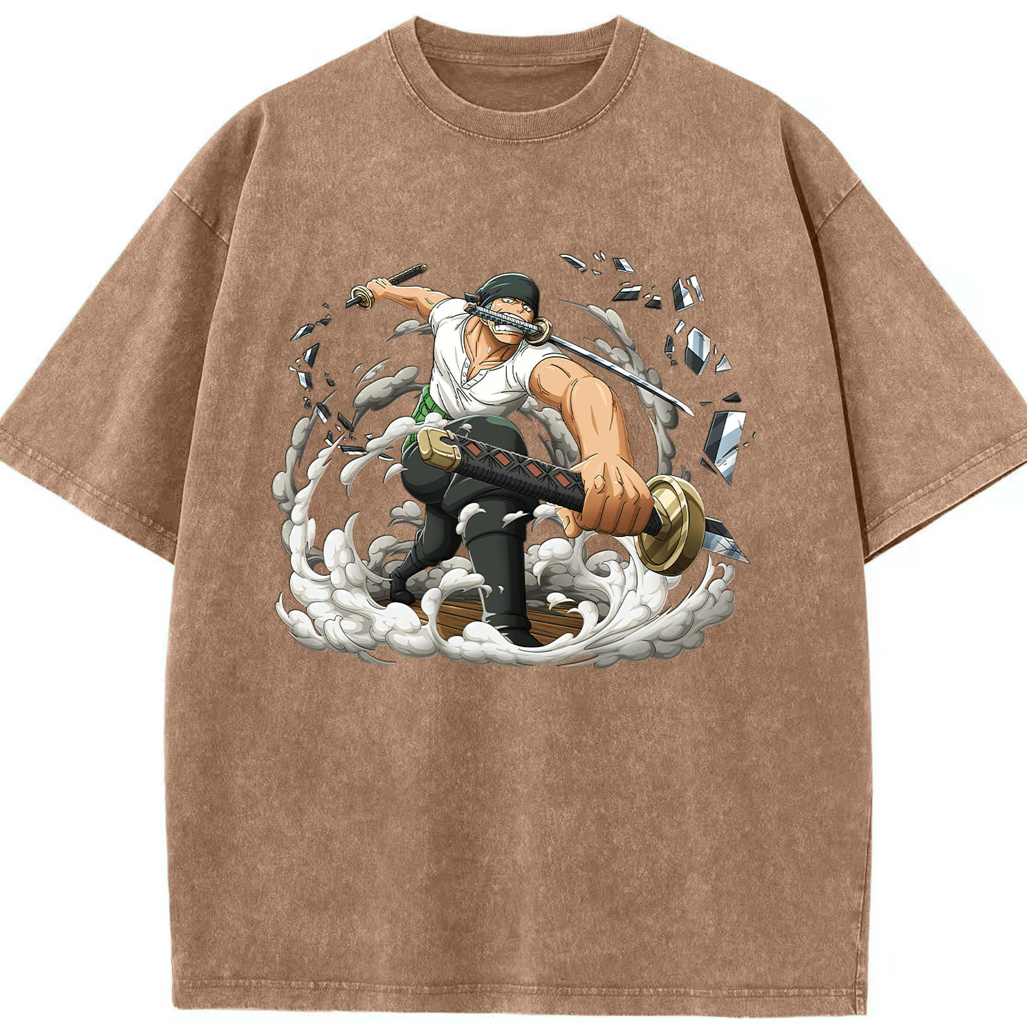 ワンピース ロロノア・ゾロ ONE PIECE Roronoa Zoro 綿100% ヴィンテージ風 半袖Tシャツ（フロントプリント）