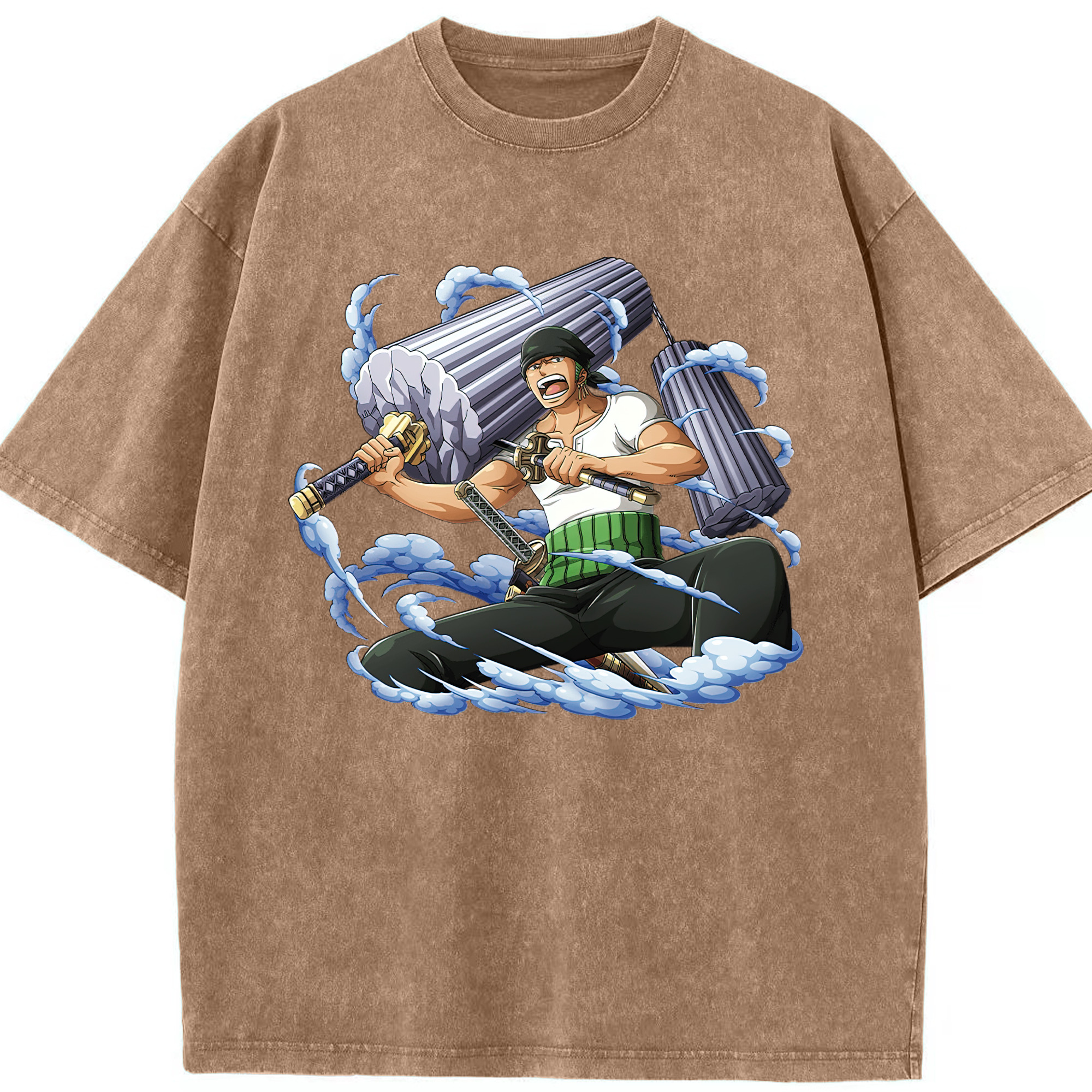 ワンピース ロロノア・ゾロ ONE PIECE Roronoa Zoro 綿100% ヴィンテージ風 半袖Tシャツ（フロントプリント）