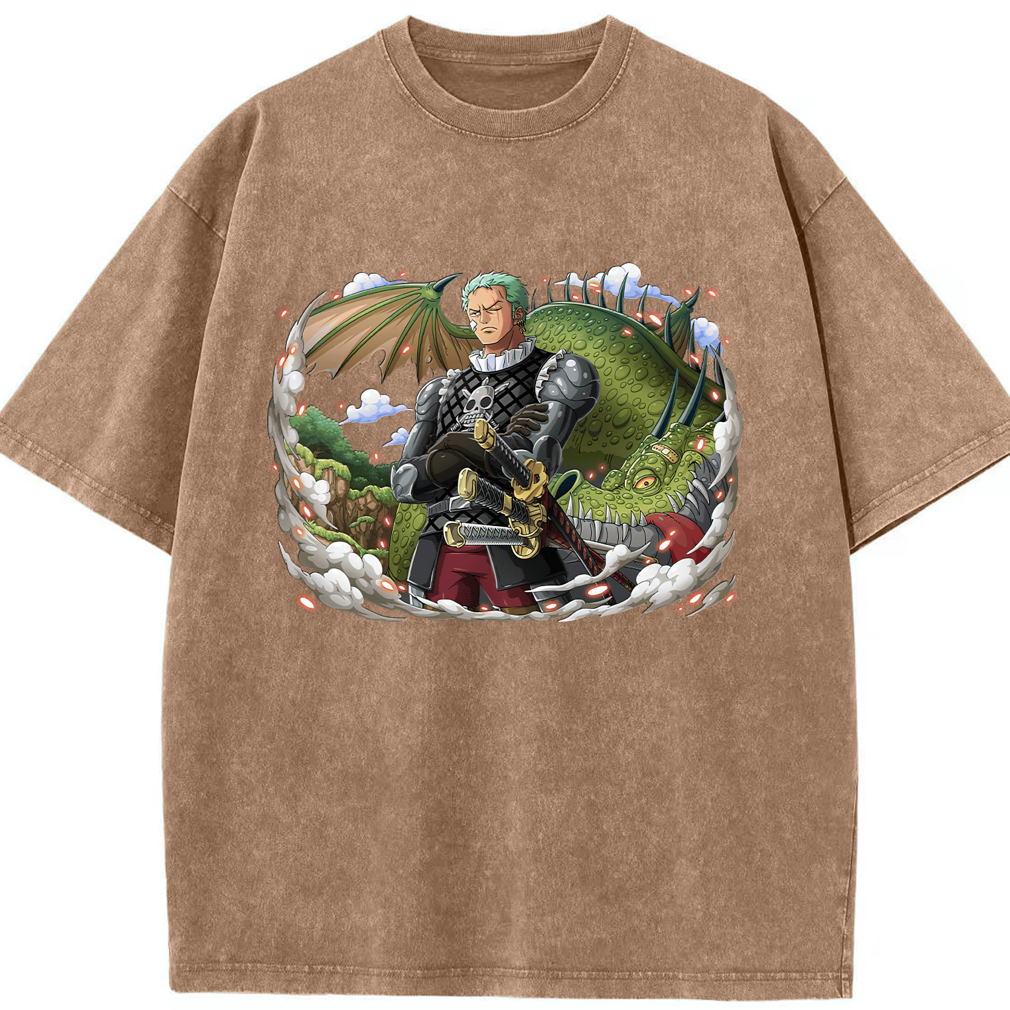 ワンピース ロロノア・ゾロ ONE PIECE Roronoa Zoro 綿100% ヴィンテージ風 半袖Tシャツ（フロントプリント）