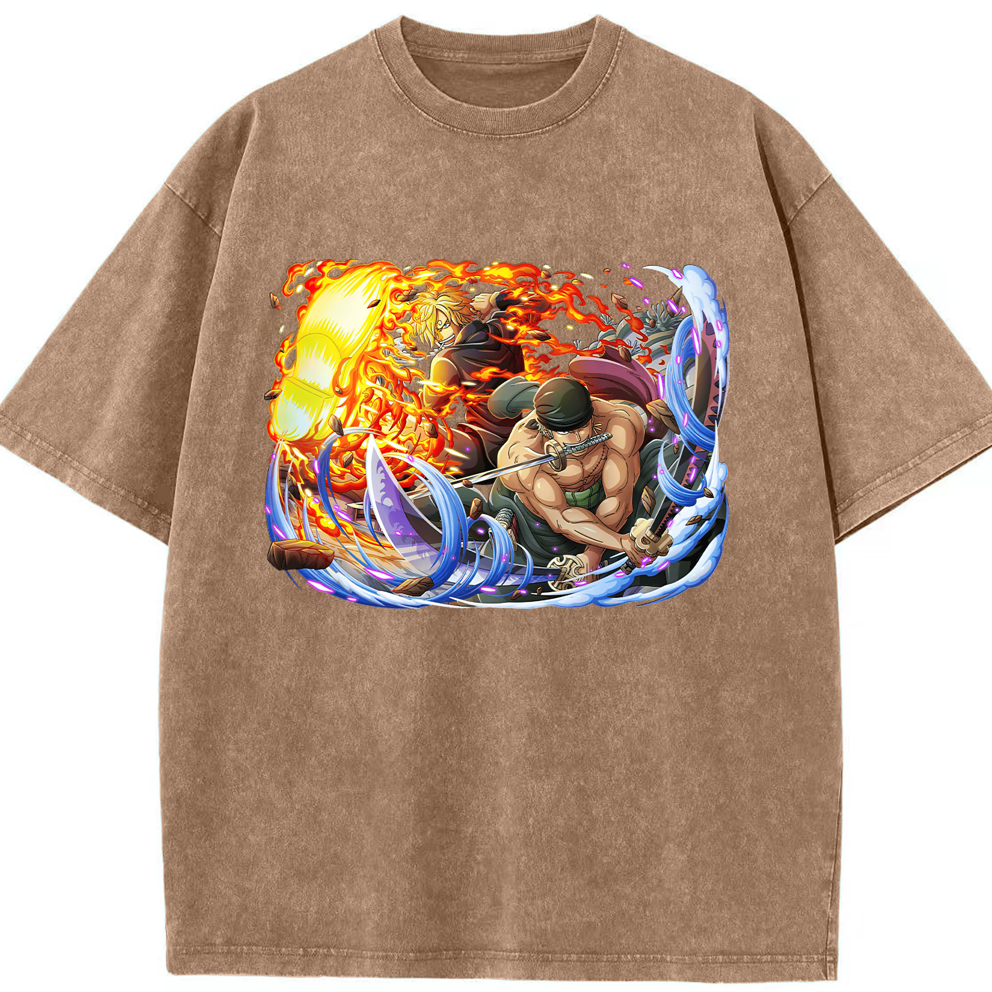 ワンピース ロロノア・ゾロ ONE PIECE Roronoa Zoro 綿100% ヴィンテージ風 半袖Tシャツ（フロントプリント）