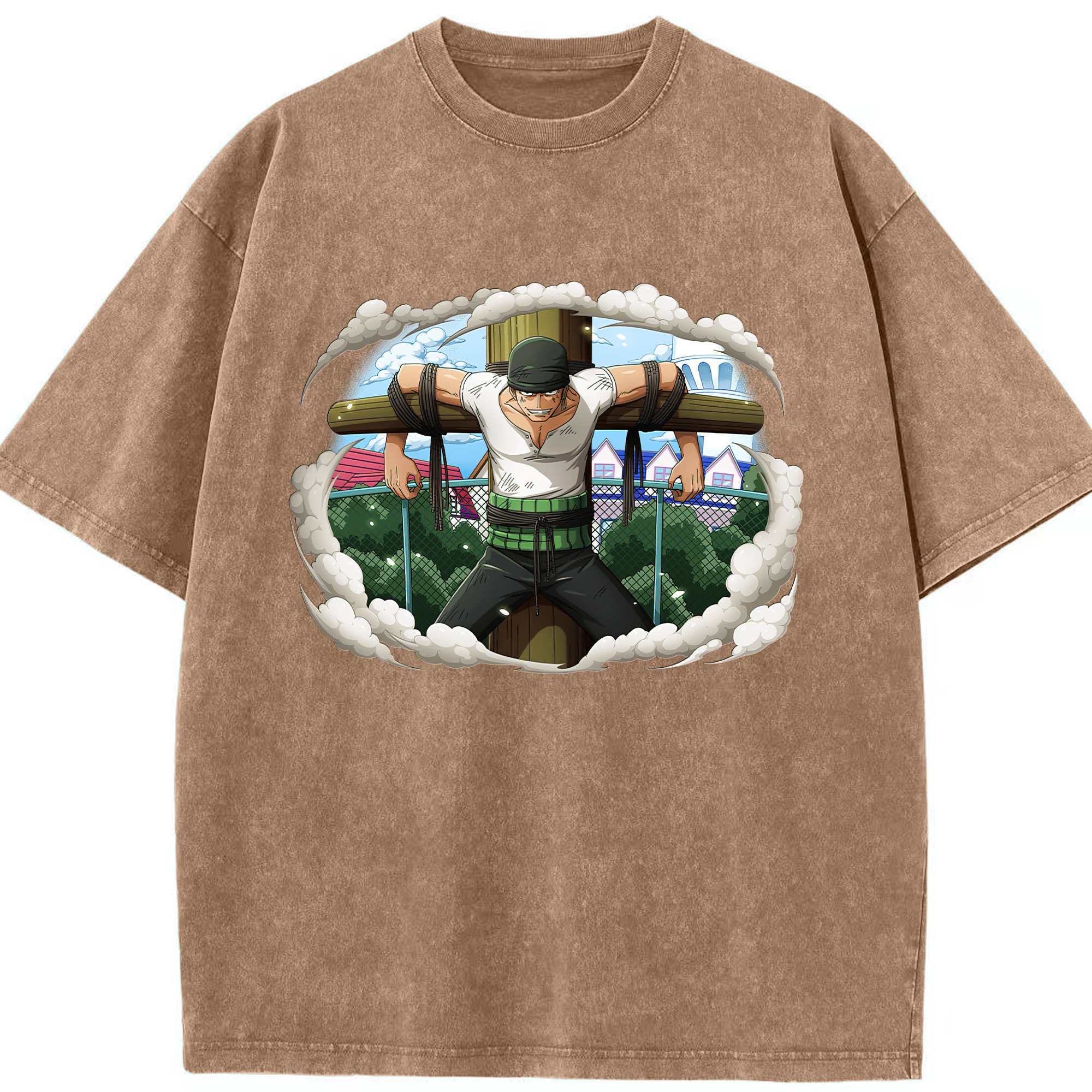 ワンピース ロロノア・ゾロ ONE PIECE Roronoa Zoro 綿100% ヴィンテージ風 半袖Tシャツ（フロントプリント）
